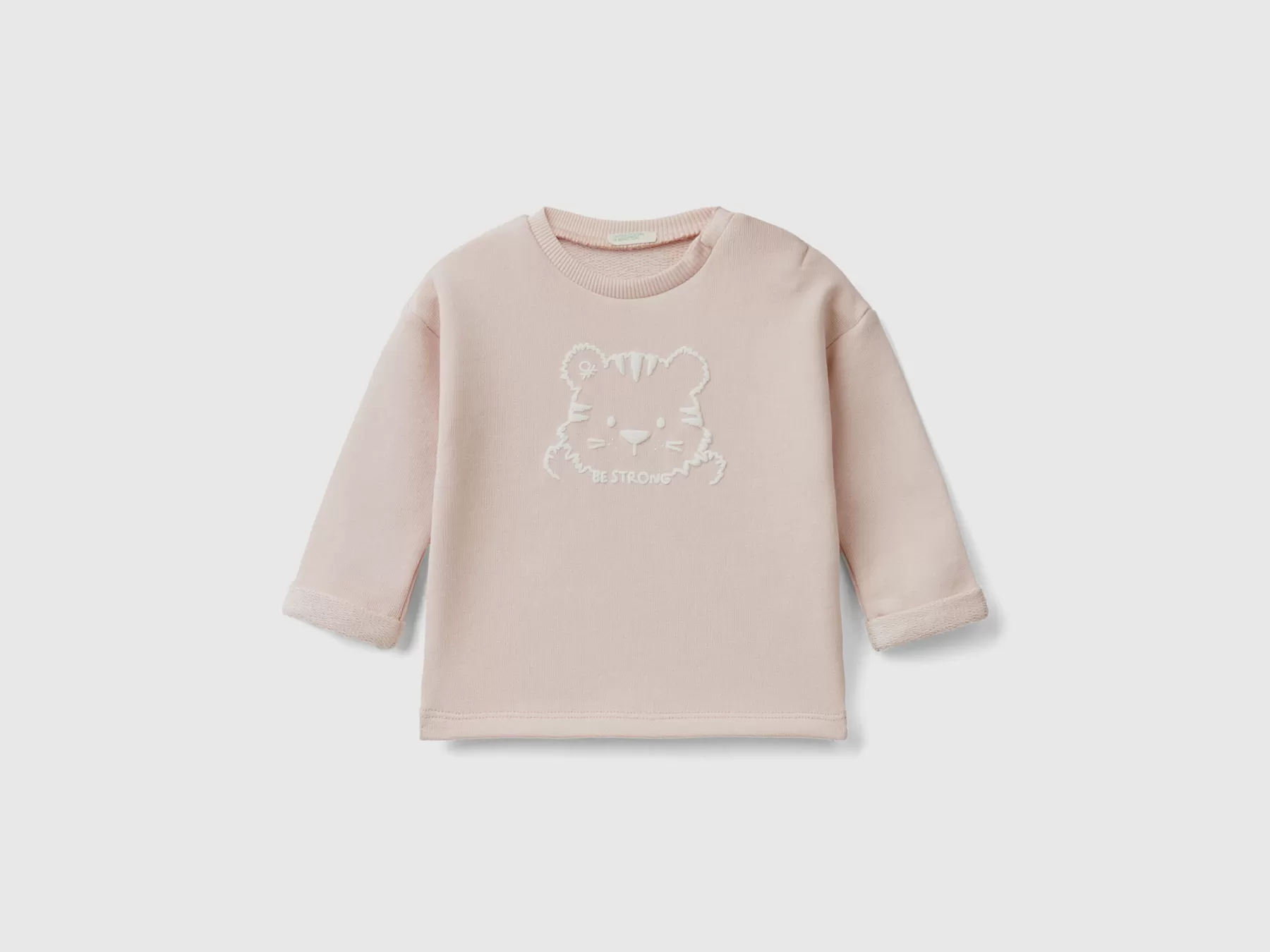 Benetton Morbida Felpa In Cotone Bio Con Stampa Rosa Tenue Best Sale