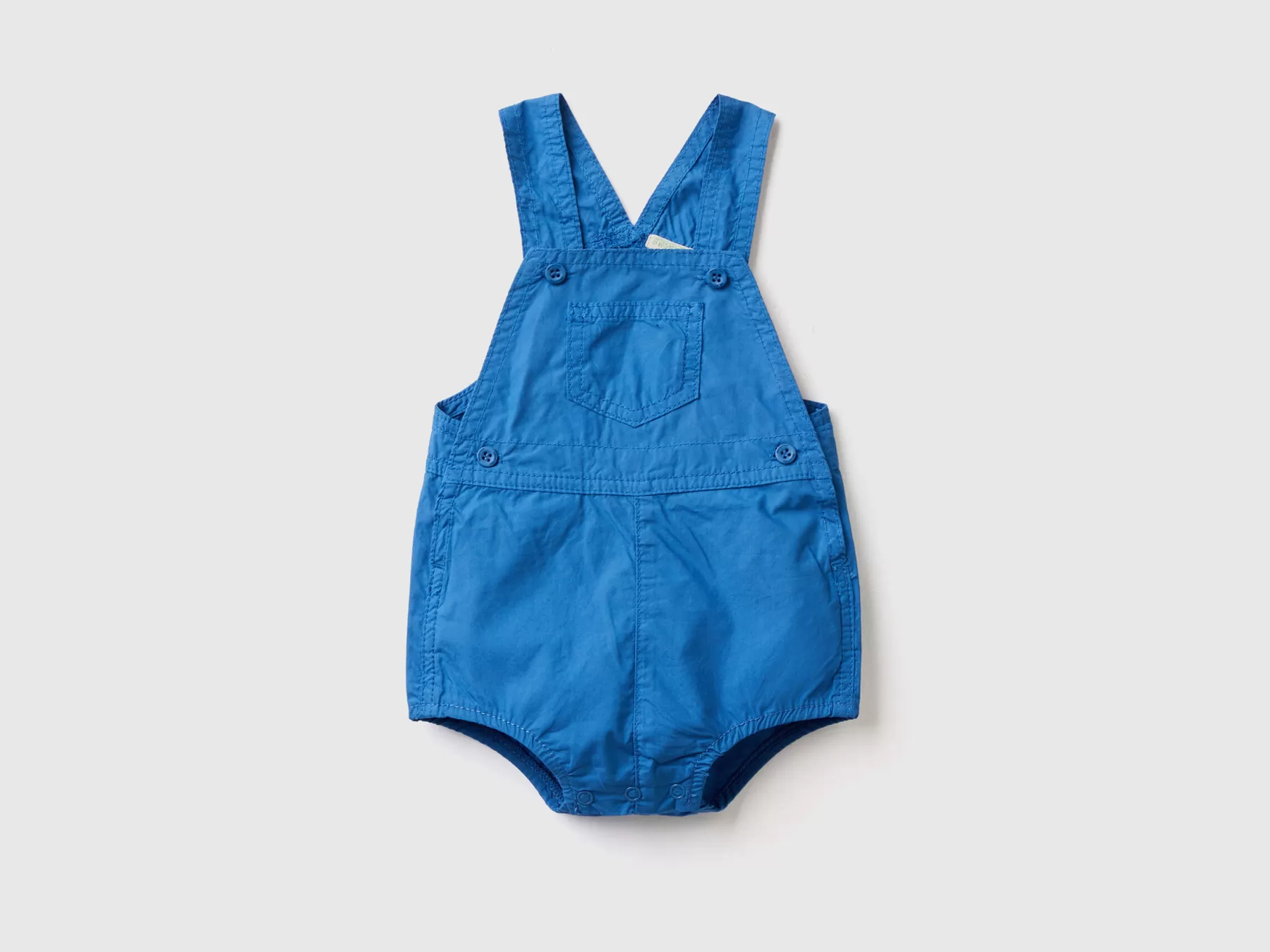 Benetton Pagliaccetto Salopette In 100% Cotone Bluette Best Sale