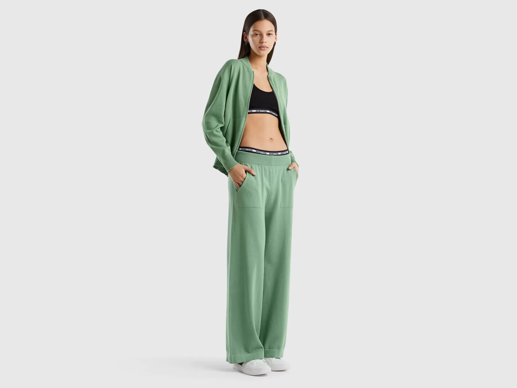 Benetton Pantaloni Ampi In Maglia Verde Store