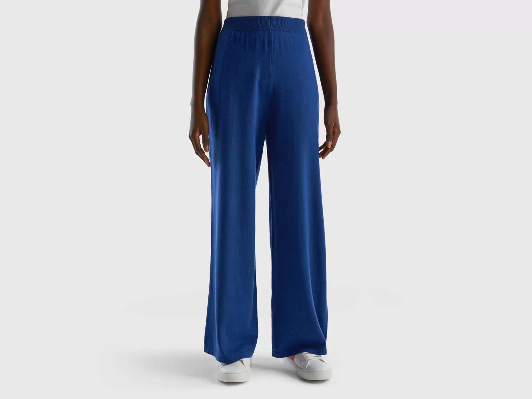 Benetton Pantaloni Blu Notte In Misto Lana E Cashmere Blu Scuro Store