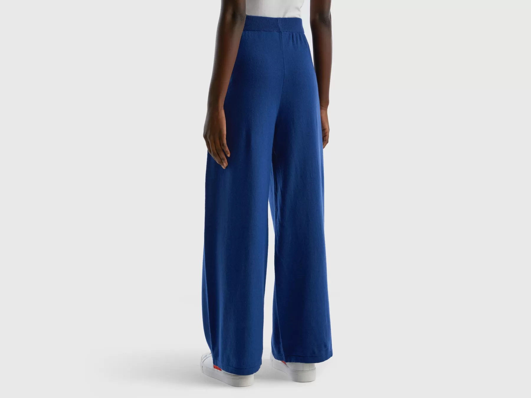 Benetton Pantaloni Blu Notte In Misto Lana E Cashmere Blu Scuro Store