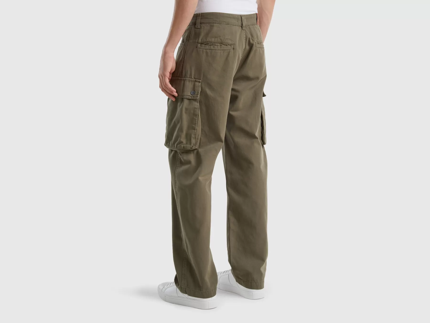 Benetton Pantaloni Cargo Verde Militare Clearance