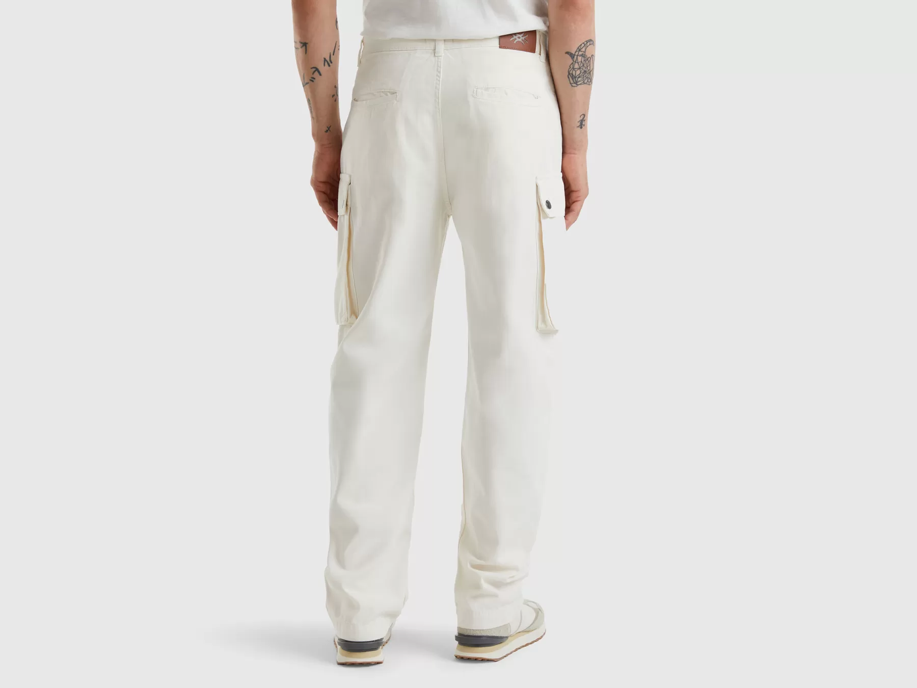 Benetton Pantaloni Cargo Bianco Panna Discount