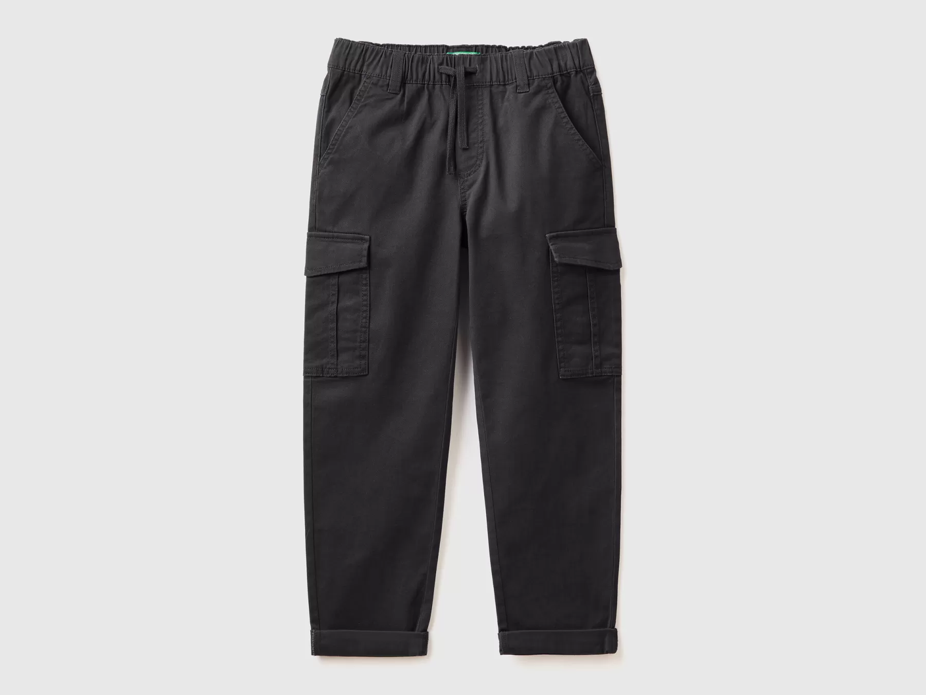 Benetton Pantaloni Cargo In Cotone Stretch Nero Shop