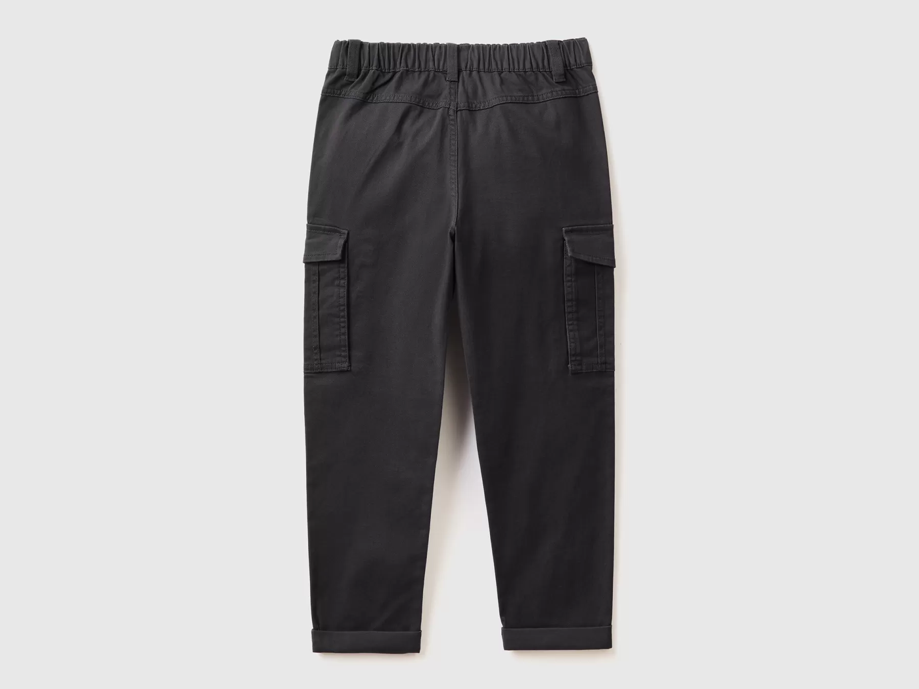 Benetton Pantaloni Cargo In Cotone Stretch Nero Shop