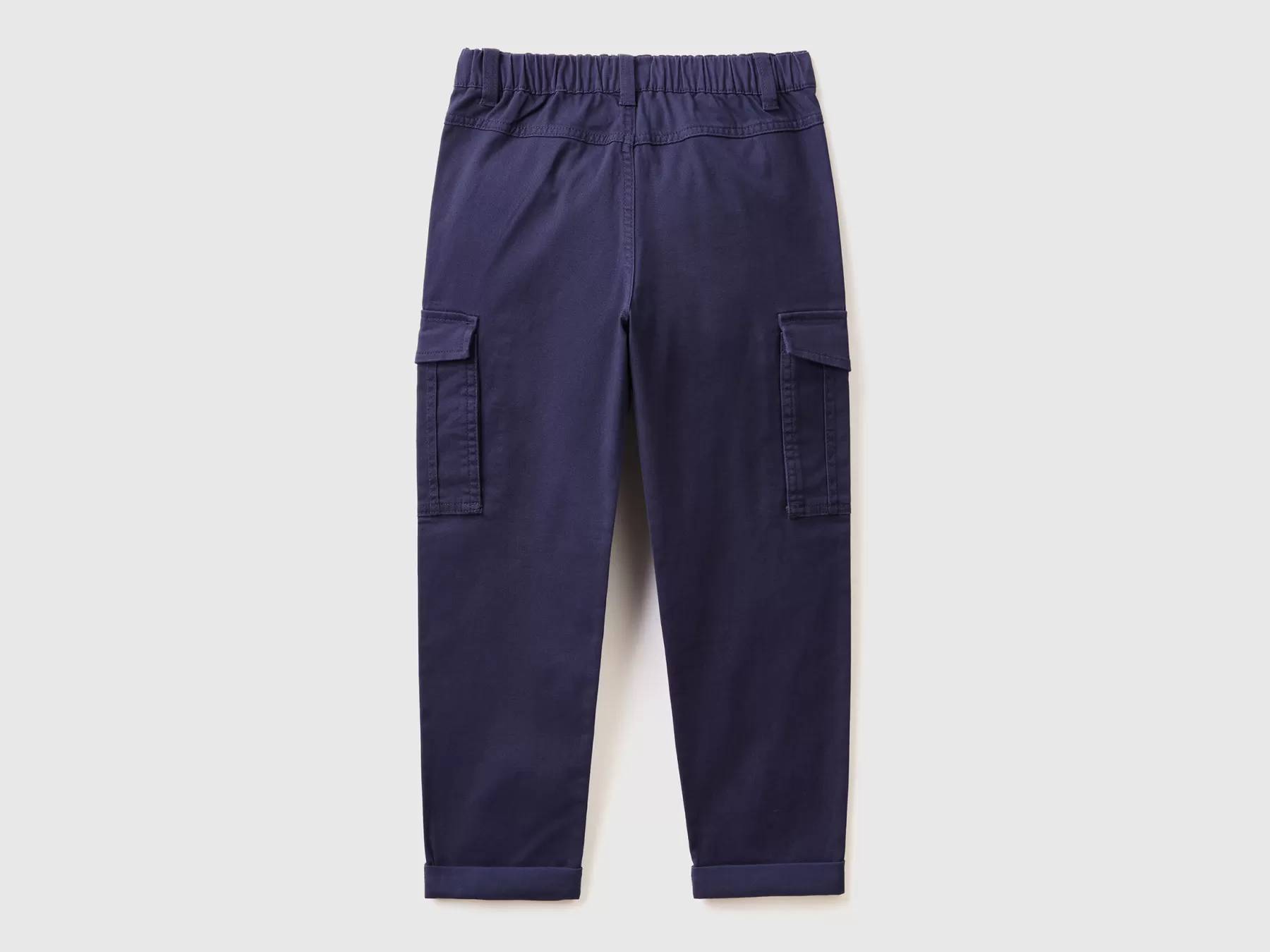 Benetton Pantaloni Cargo In Cotone Stretch Blu Scuro Shop