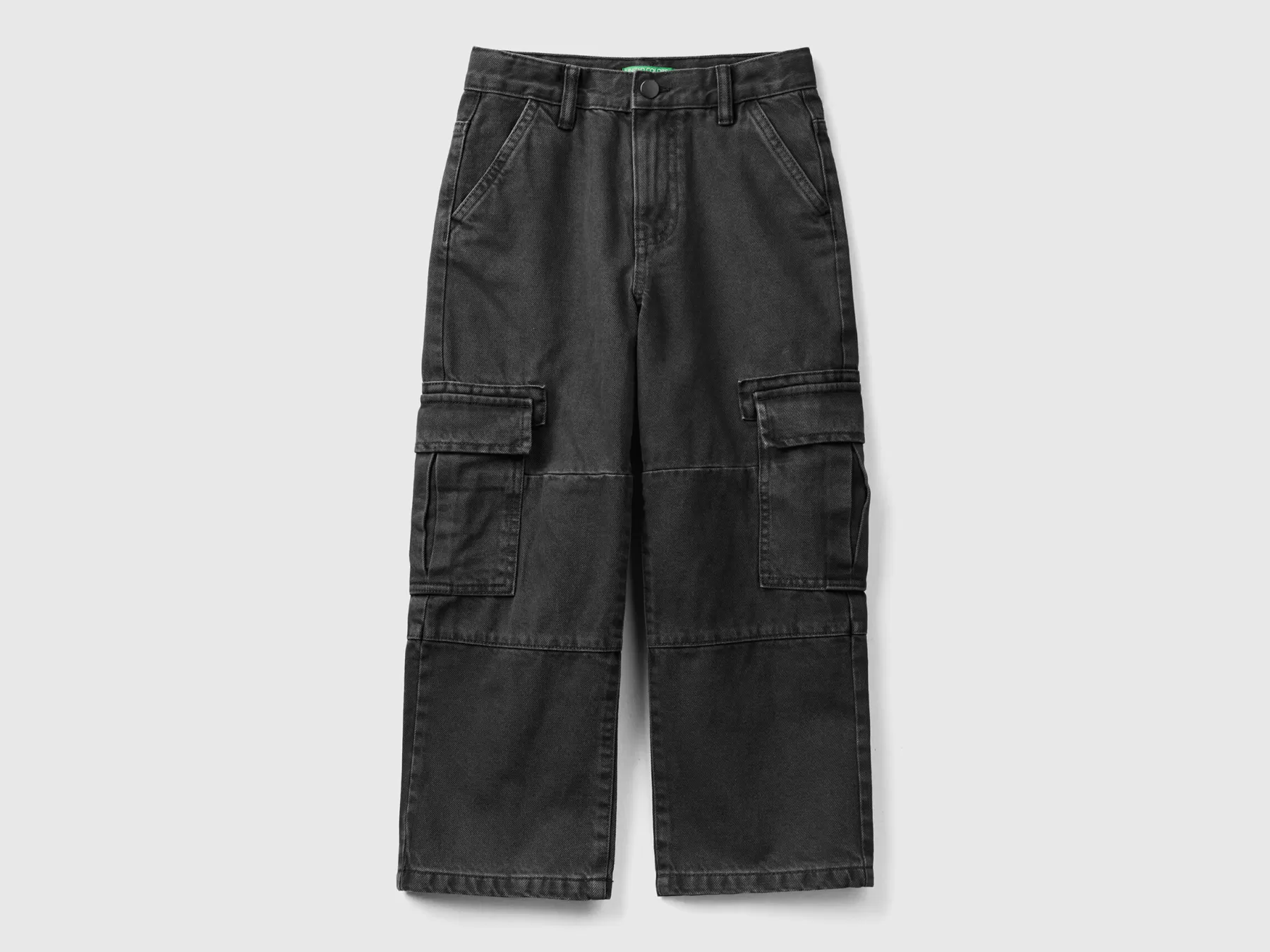 Benetton Pantaloni Cargo Loose Fit Grigio Scuro Sale