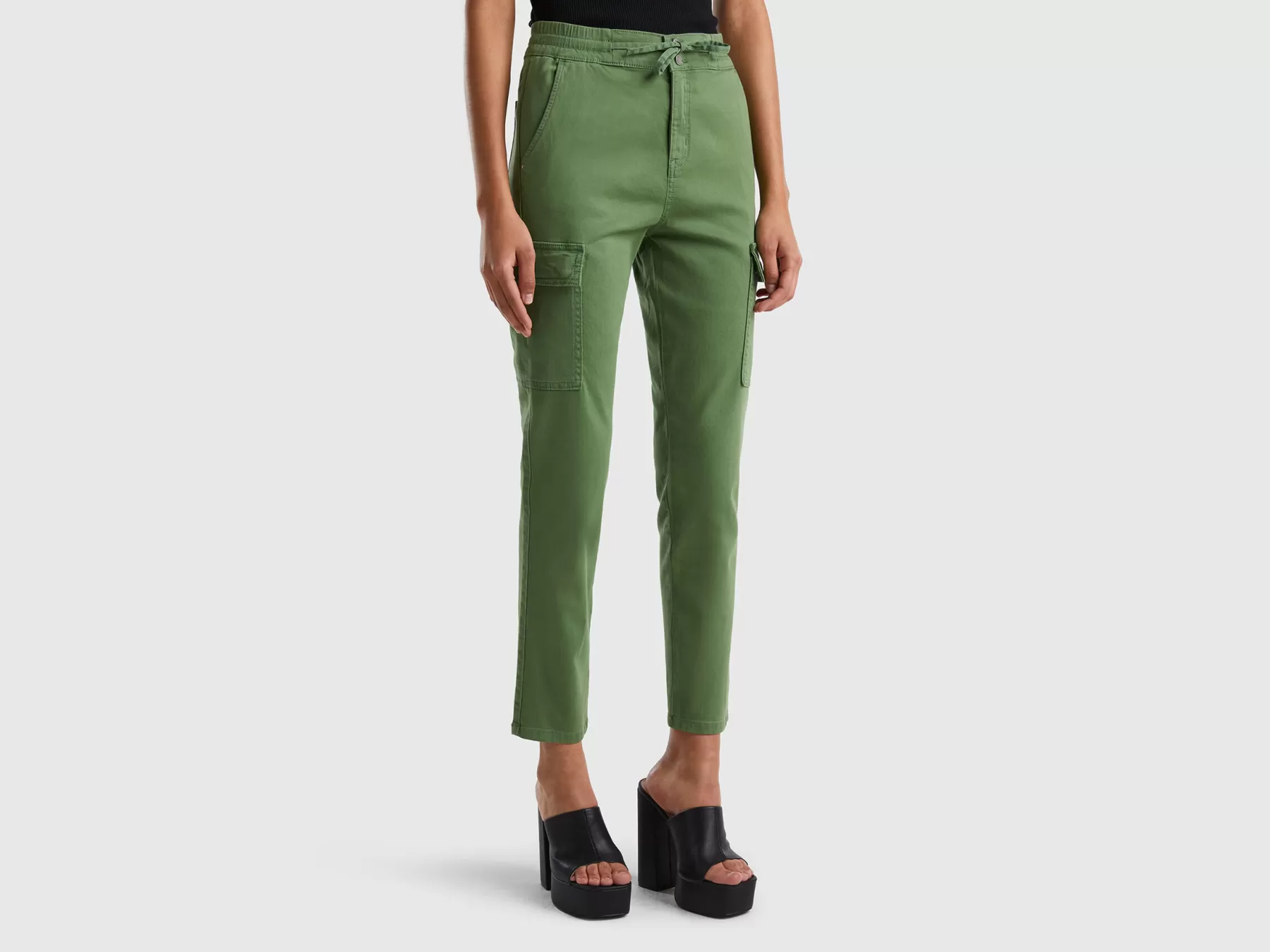 Benetton Pantaloni Cargo Slim Fit Verde Discount