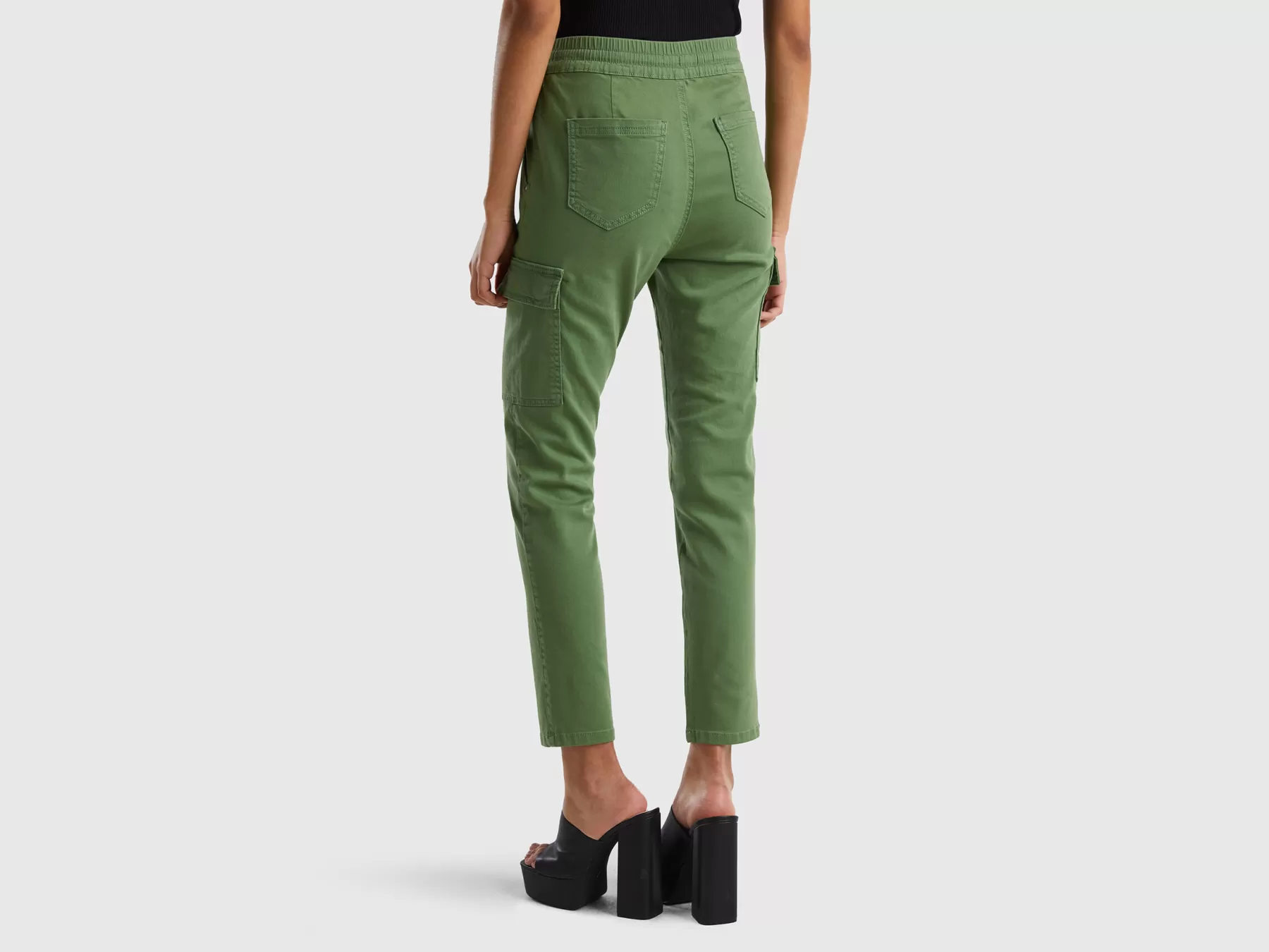 Benetton Pantaloni Cargo Slim Fit Verde Discount