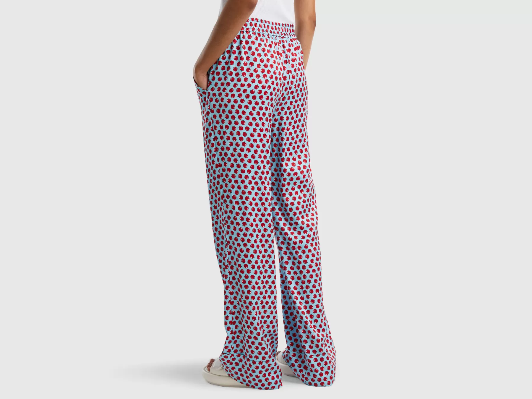 Benetton Pantaloni Celesti Con Pattern Mele Celeste Store