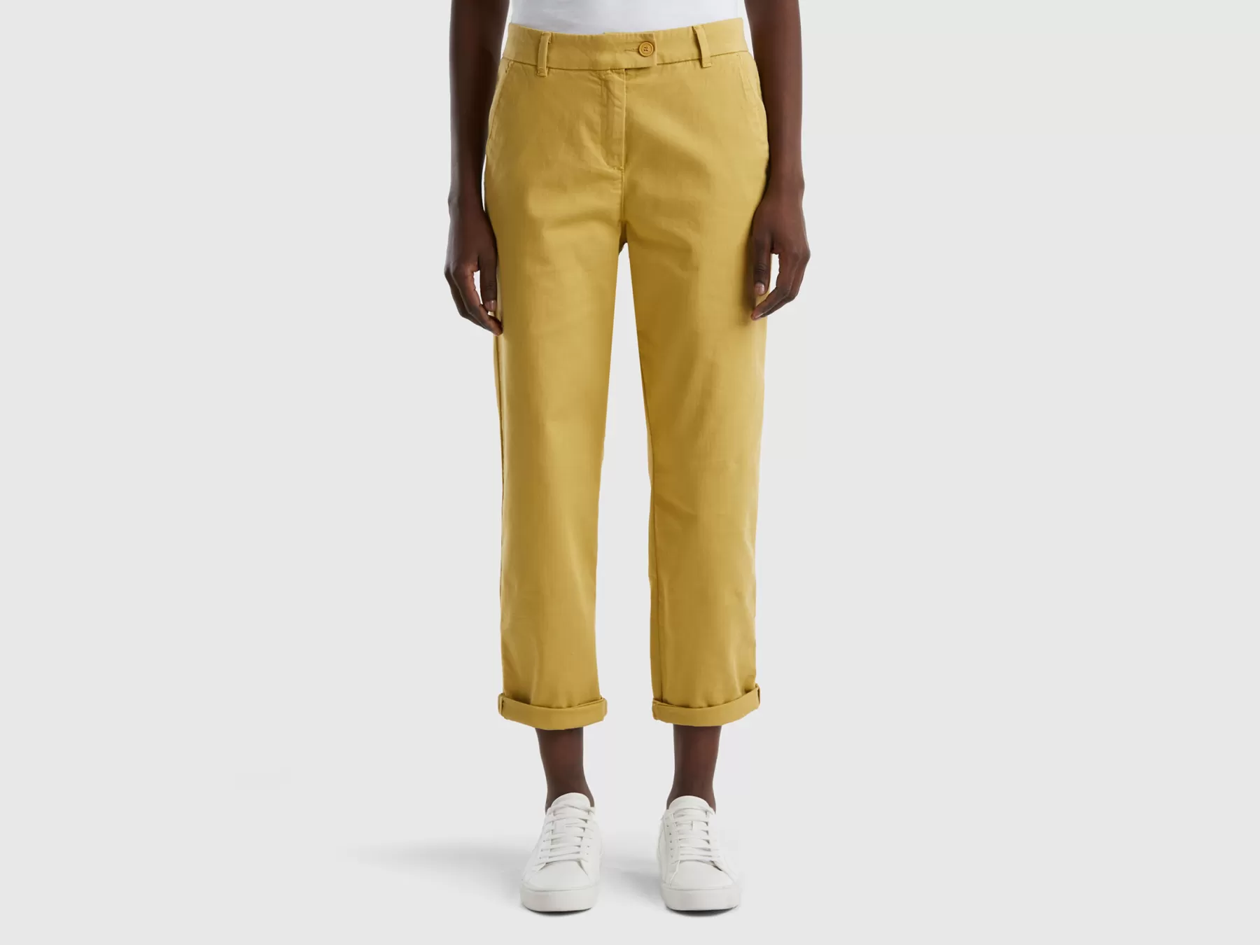 Benetton Pantaloni Chino In Cotone Stretch Senape Store