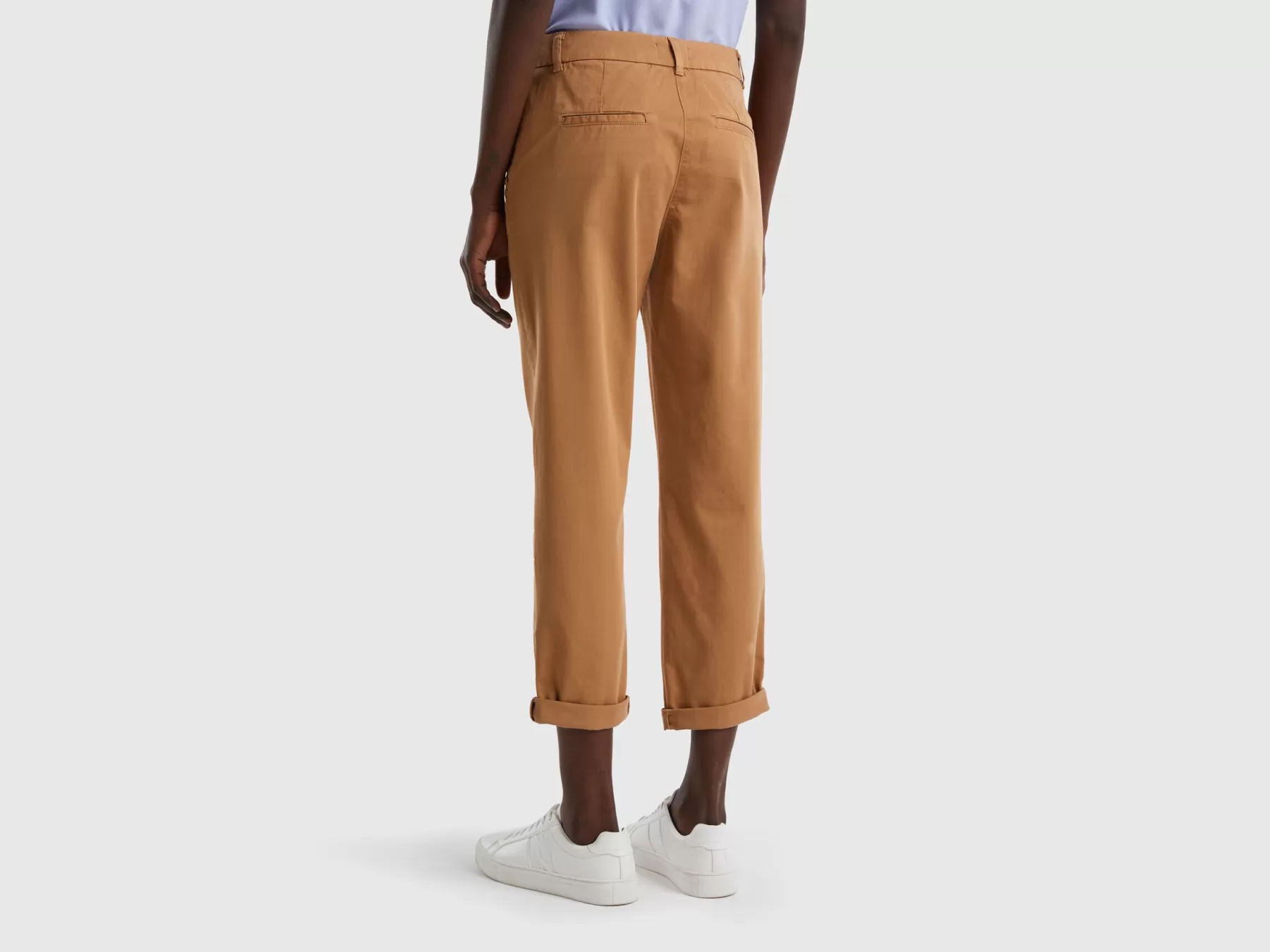 Benetton Pantaloni Chino In Cotone Stretch Beige Outlet