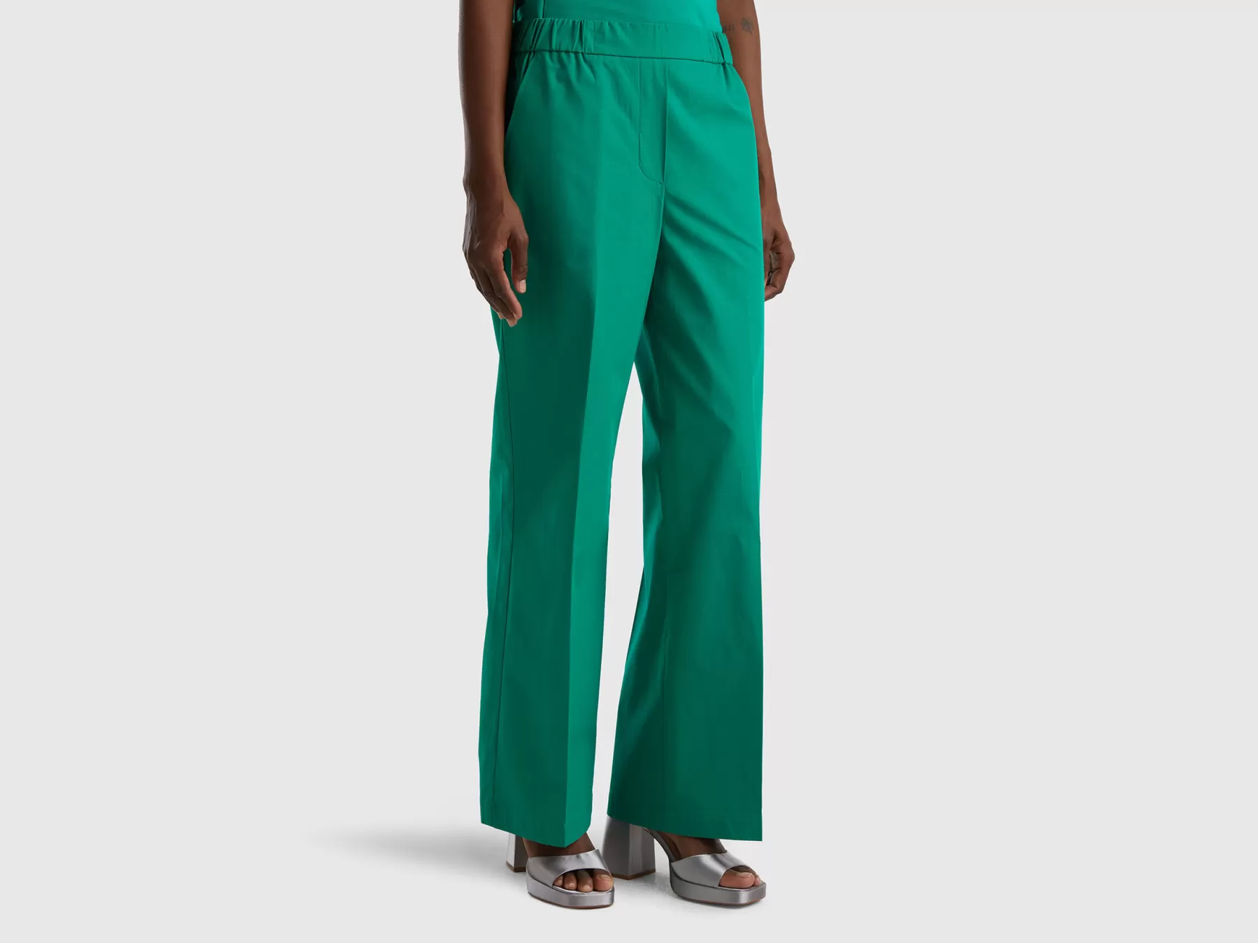 Benetton Pantaloni Con Elastico In Vita Verde Clearance