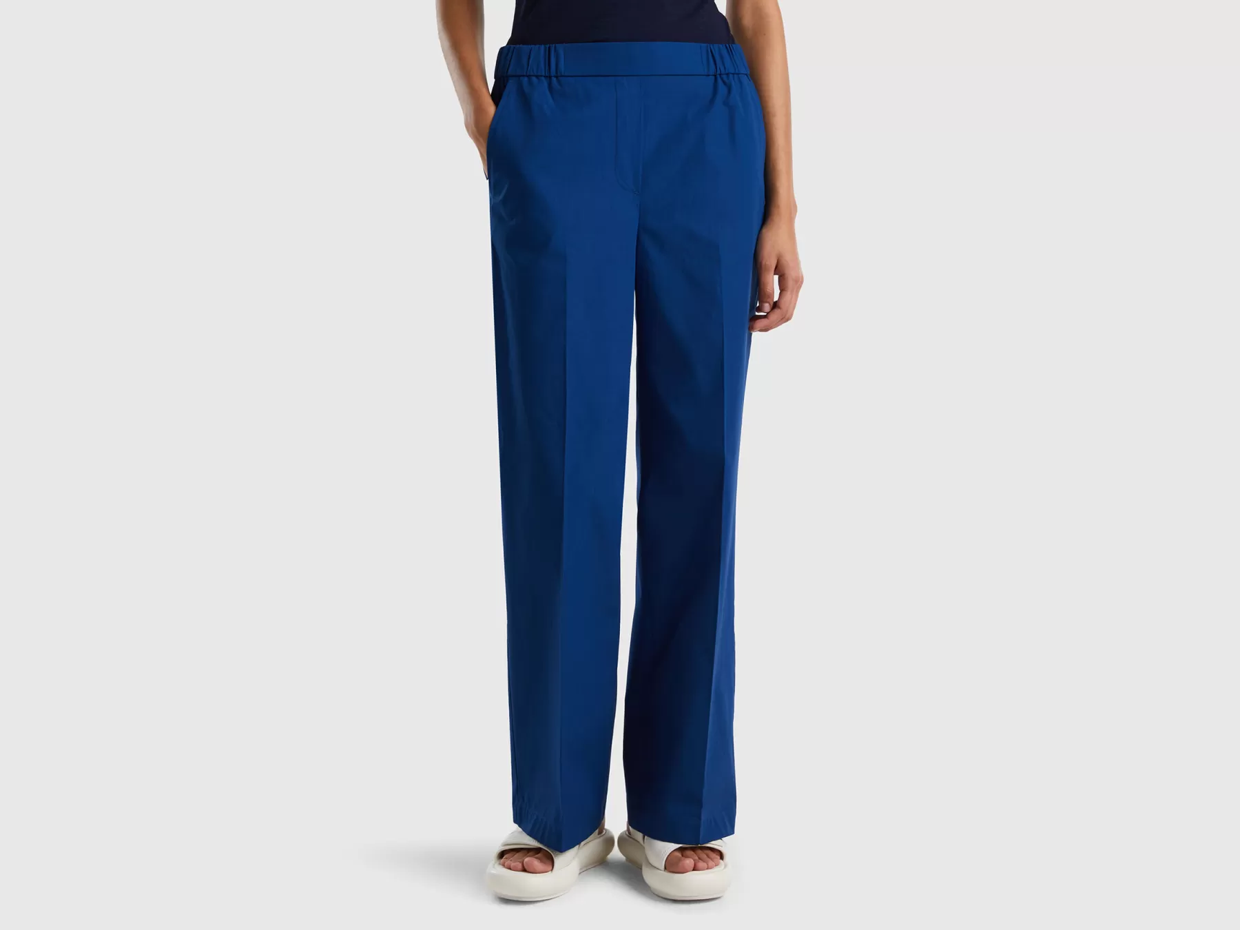 Benetton Pantaloni Con Elastico In Vita Blu Scuro Hot