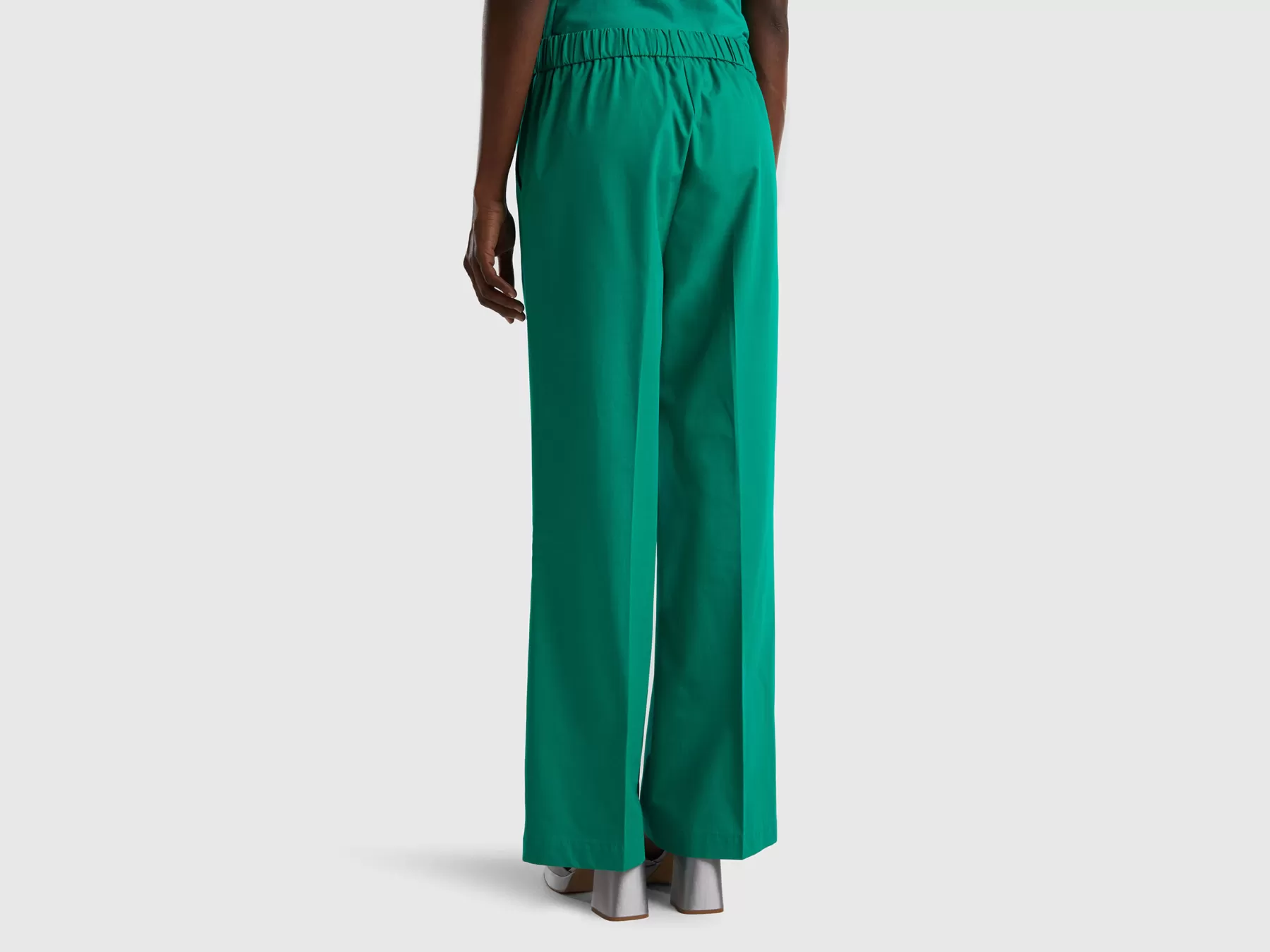 Benetton Pantaloni Con Elastico In Vita Verde Clearance