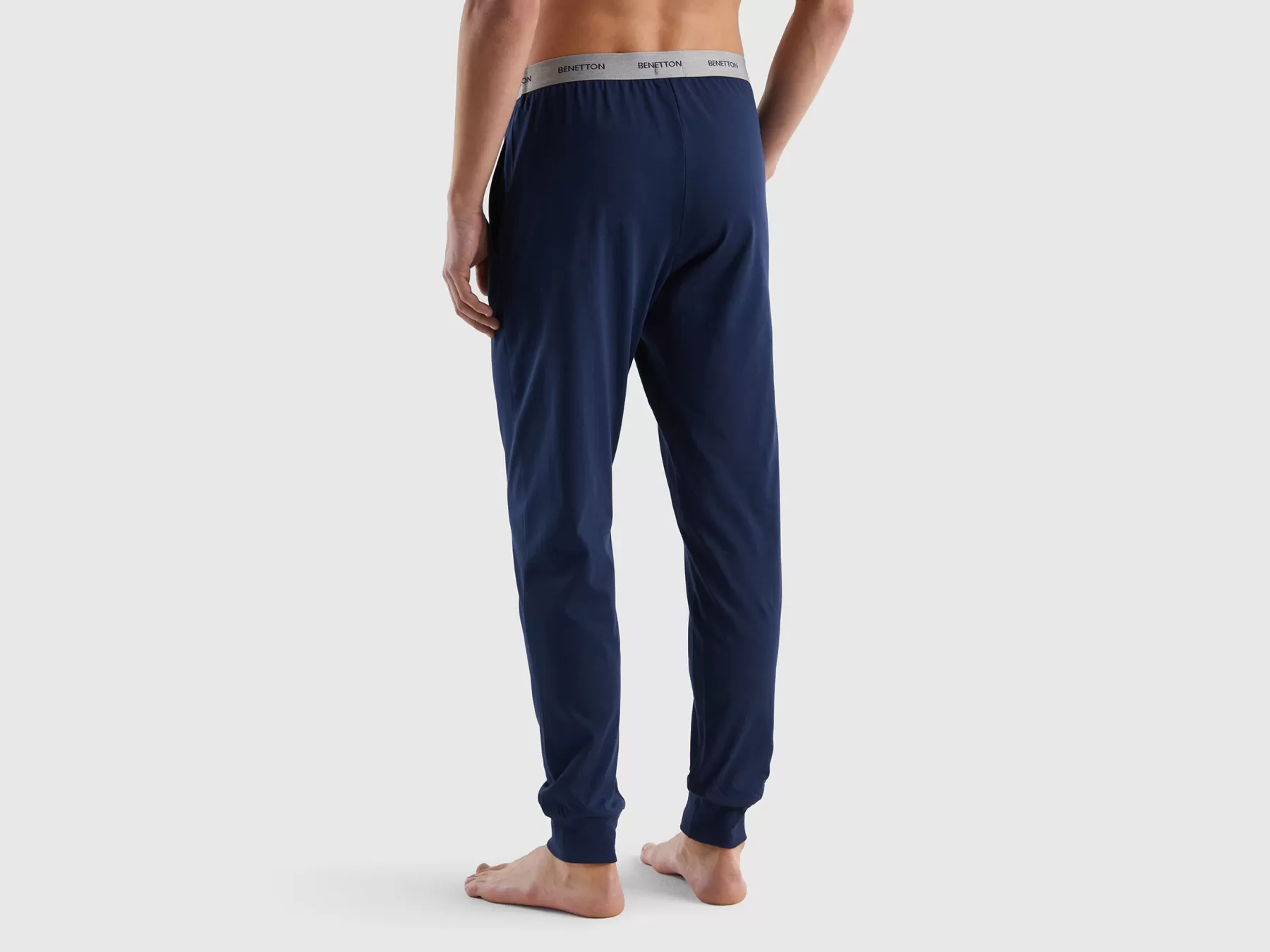 Benetton Pantaloni Con Elastico Logato Blu Scuro Discount