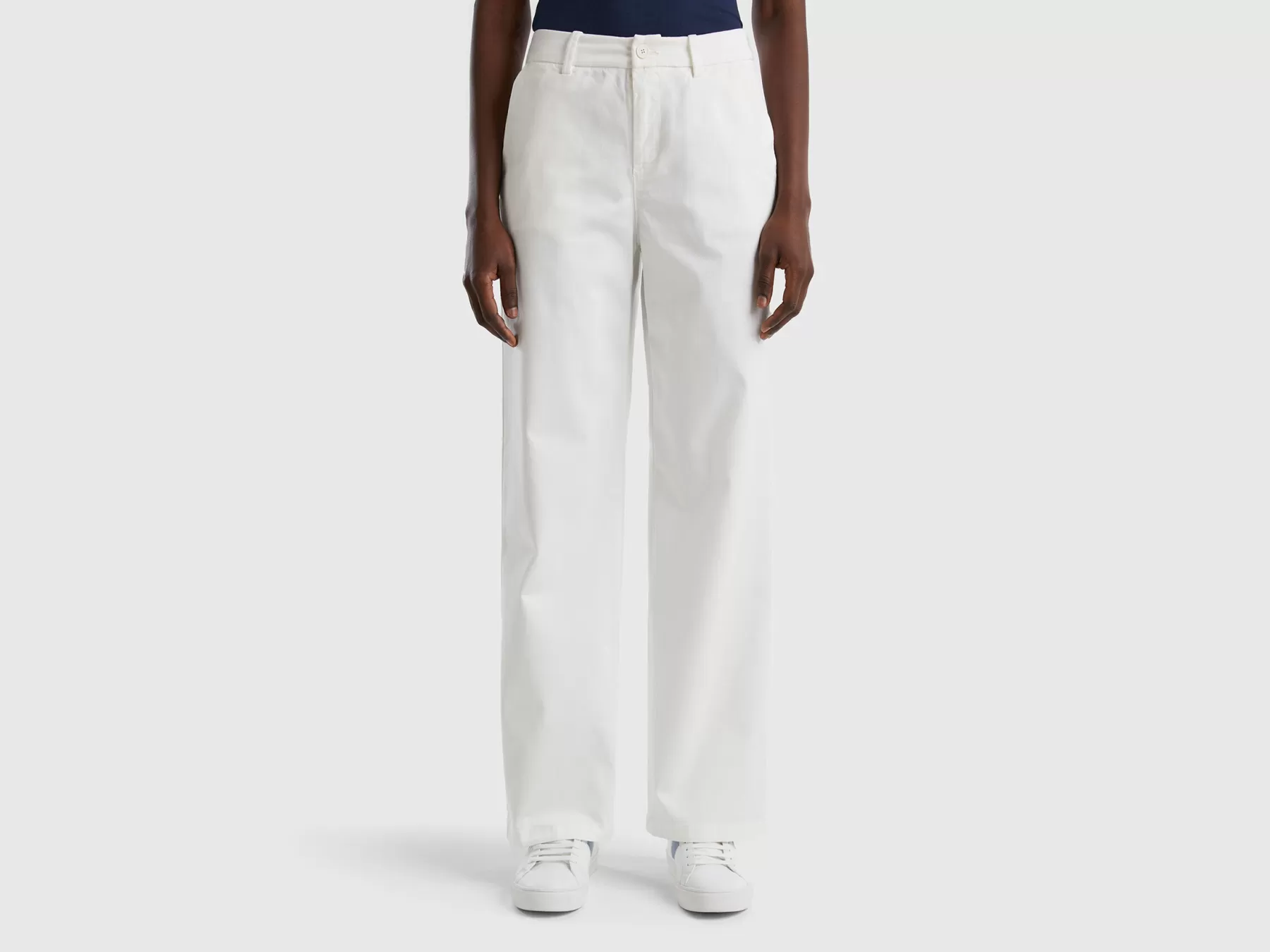 Benetton Pantaloni Con Gamba Ampia Bianco Cheap