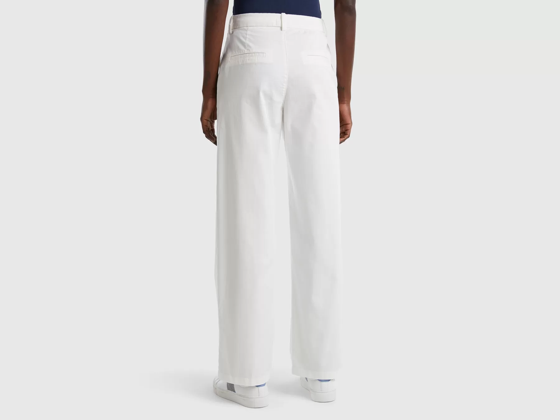 Benetton Pantaloni Con Gamba Ampia Bianco Cheap