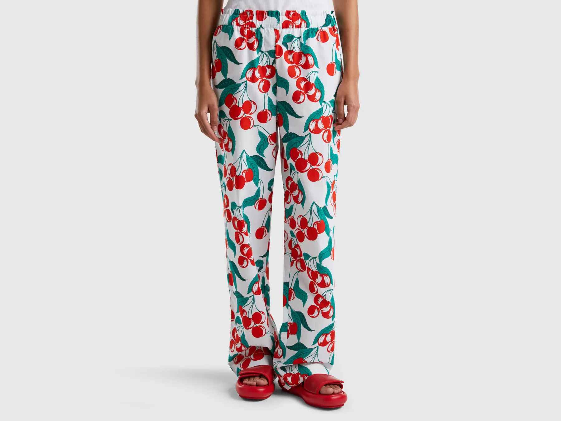 Benetton Pantaloni Con Stampa Ciliegie Multi-Color Best