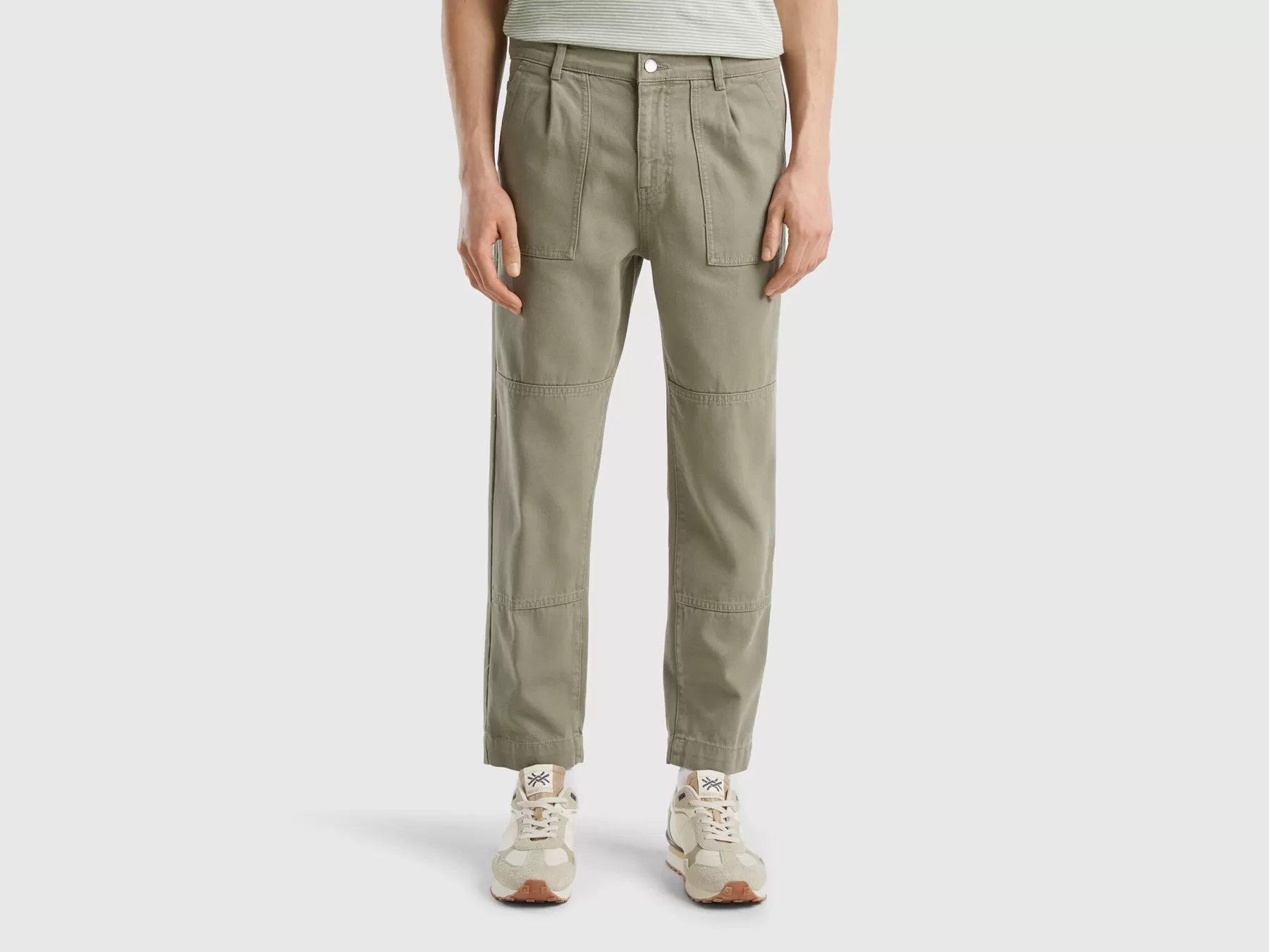 Benetton Pantaloni Con Tasche Relaxed Fit Tortora Shop