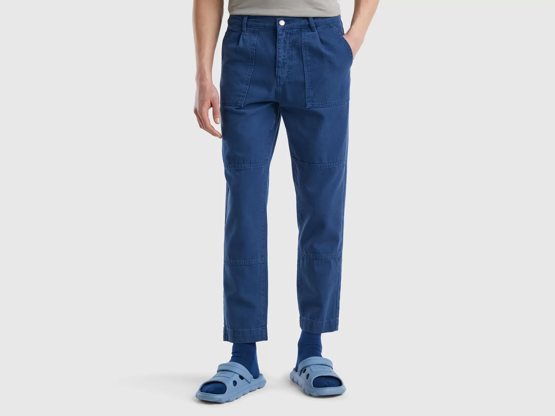 Benetton Pantaloni Con Tasche Relaxed Fit Blu Scuro Shop