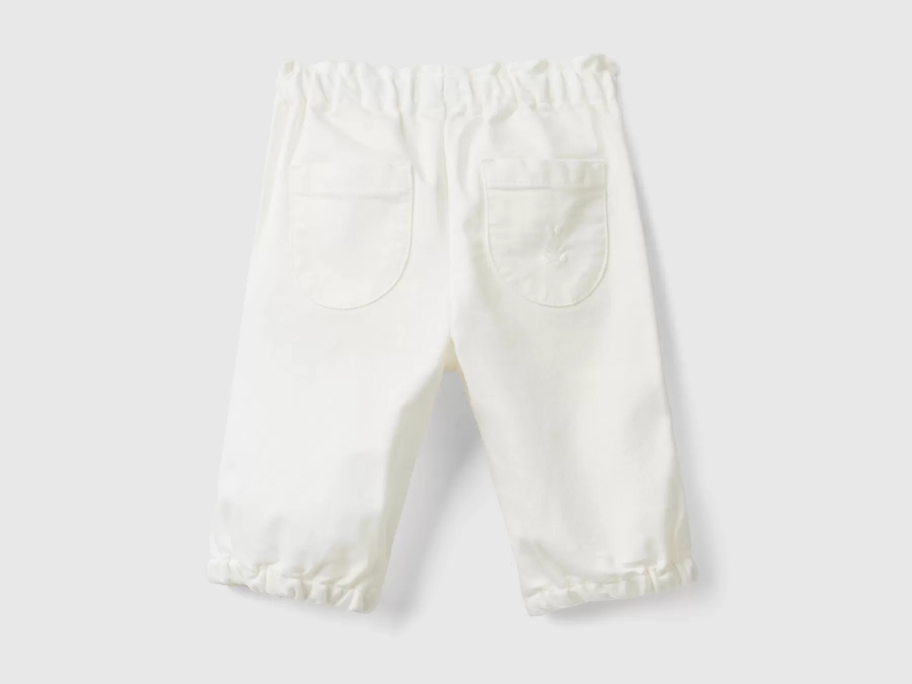 Benetton Pantaloni Con Vita Arricciata Bianco Panna Online