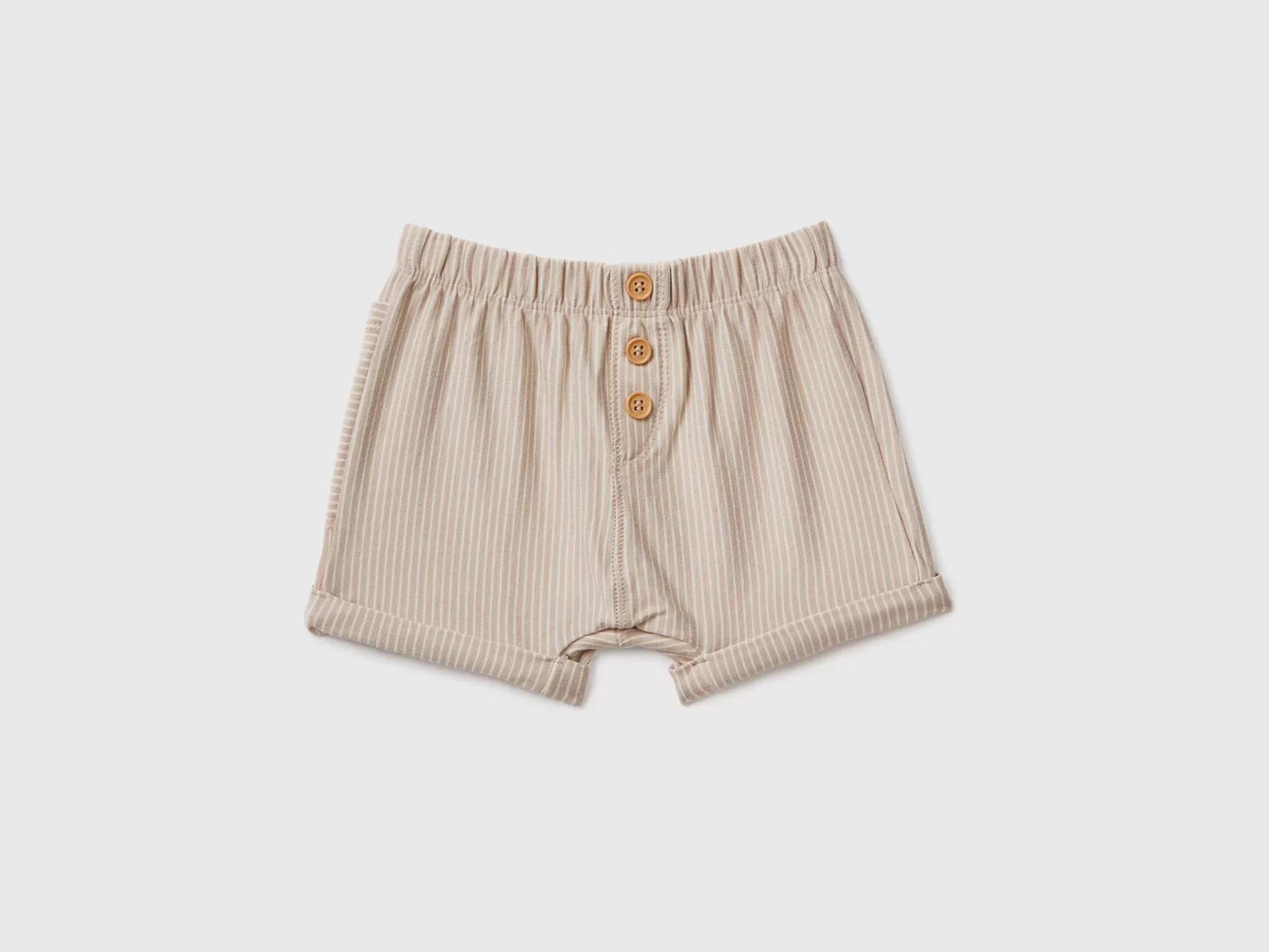 Benetton Pantaloni Corti A Righe Beige Hot