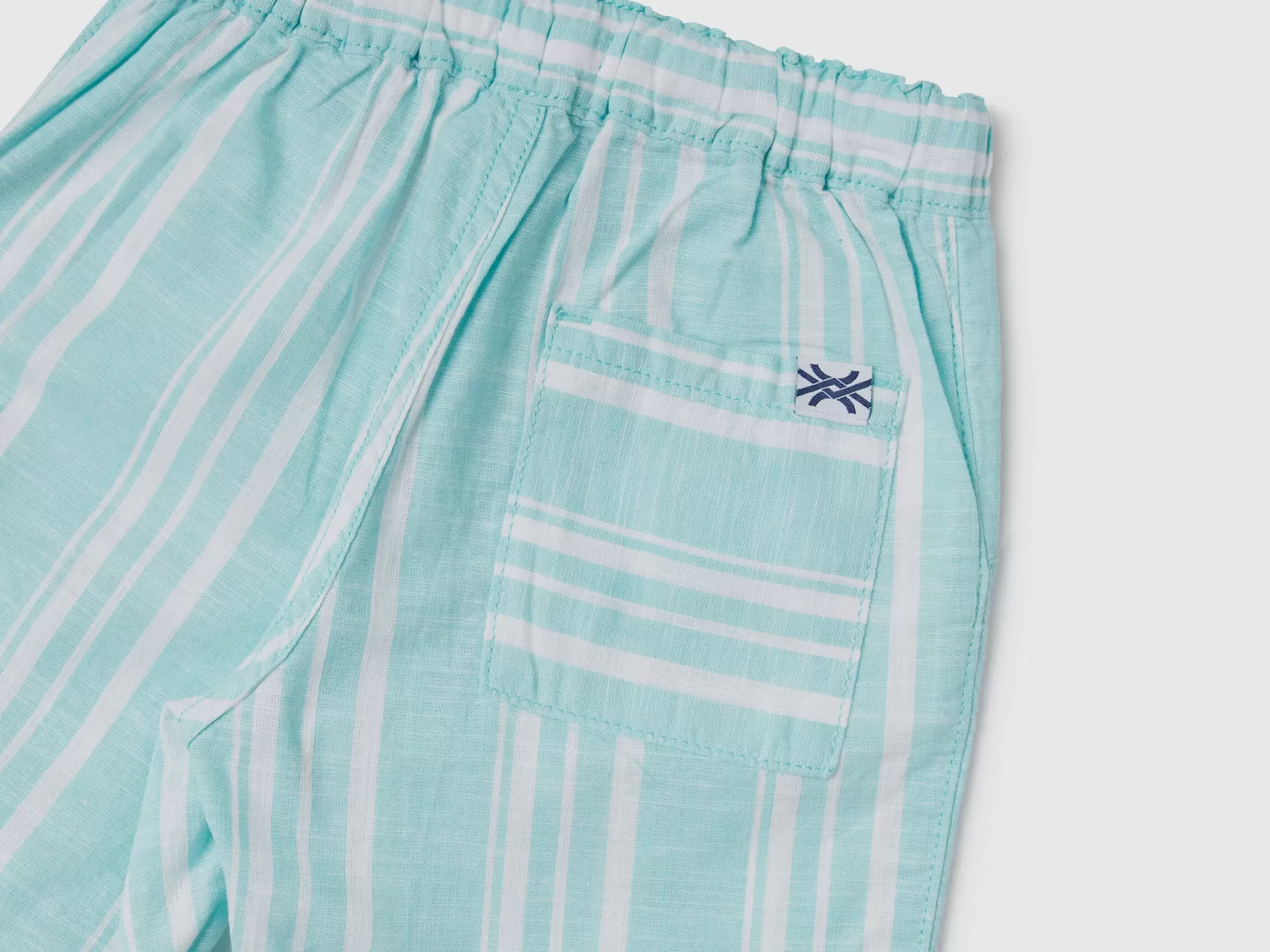 Benetton Pantaloni Corti A Righe Azzurro Hot