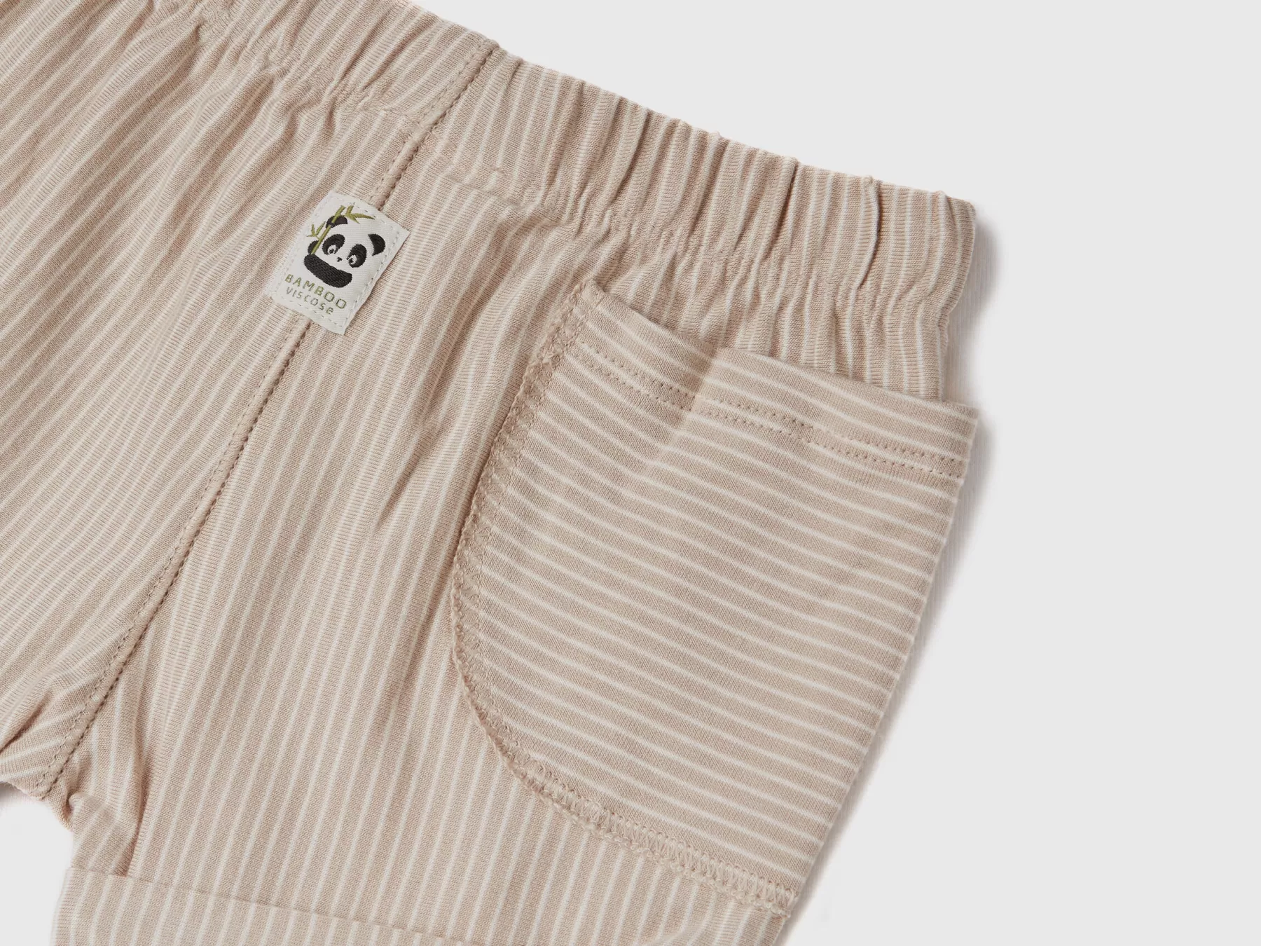 Benetton Pantaloni Corti A Righe Beige Hot