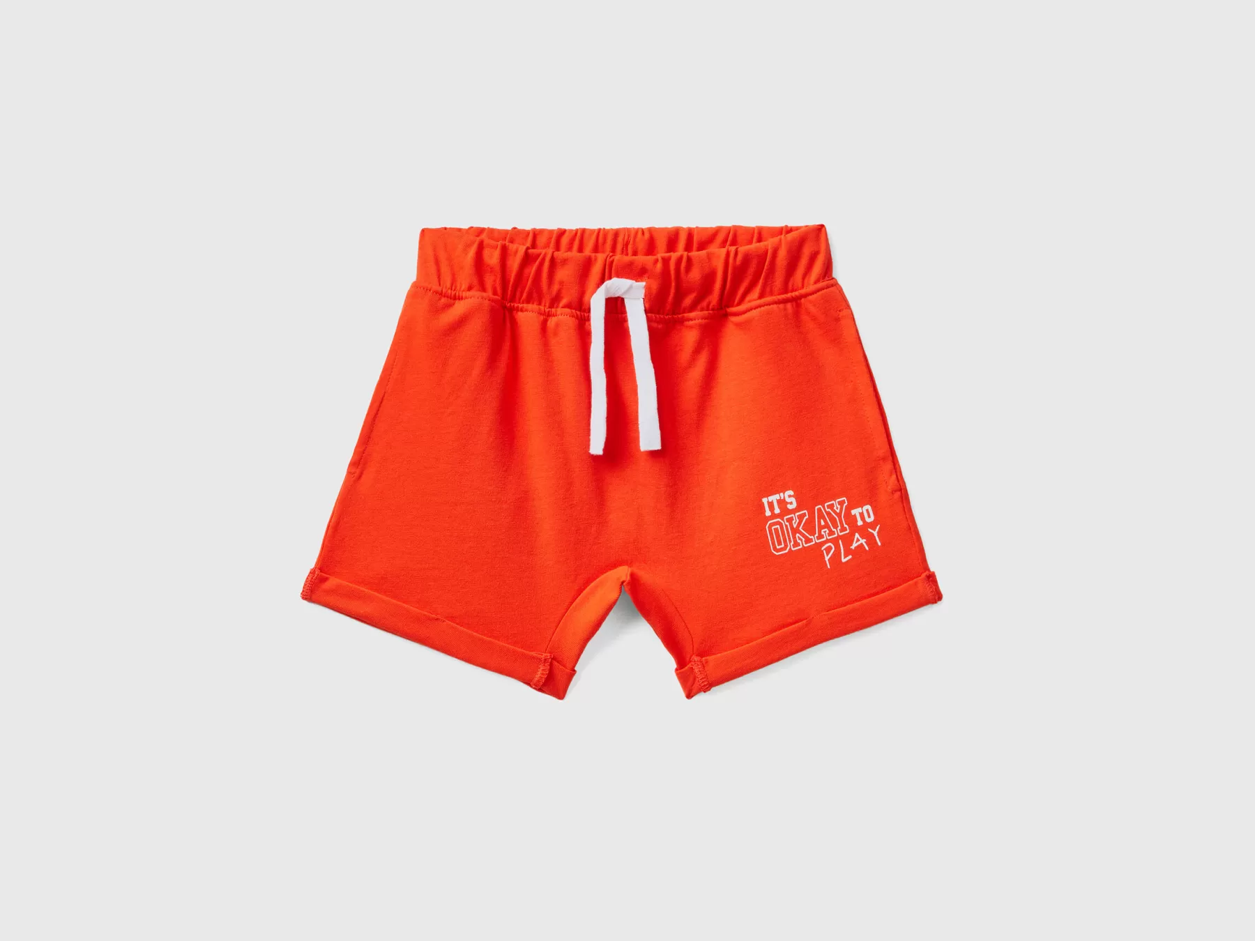 Benetton Pantaloni Corti Con Stampa Rosso Corallo Store