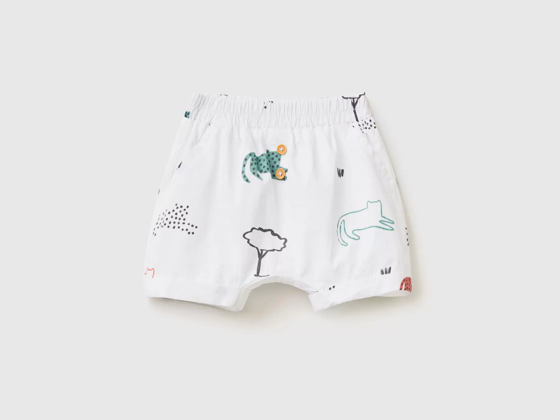 Benetton Pantaloni Corti Con Stampa Animali Bianco Online