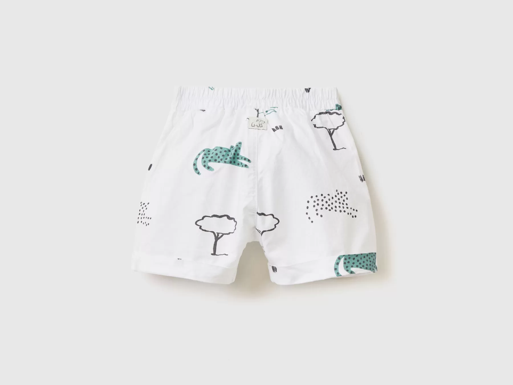 Benetton Pantaloni Corti Con Stampa Animali Bianco Online