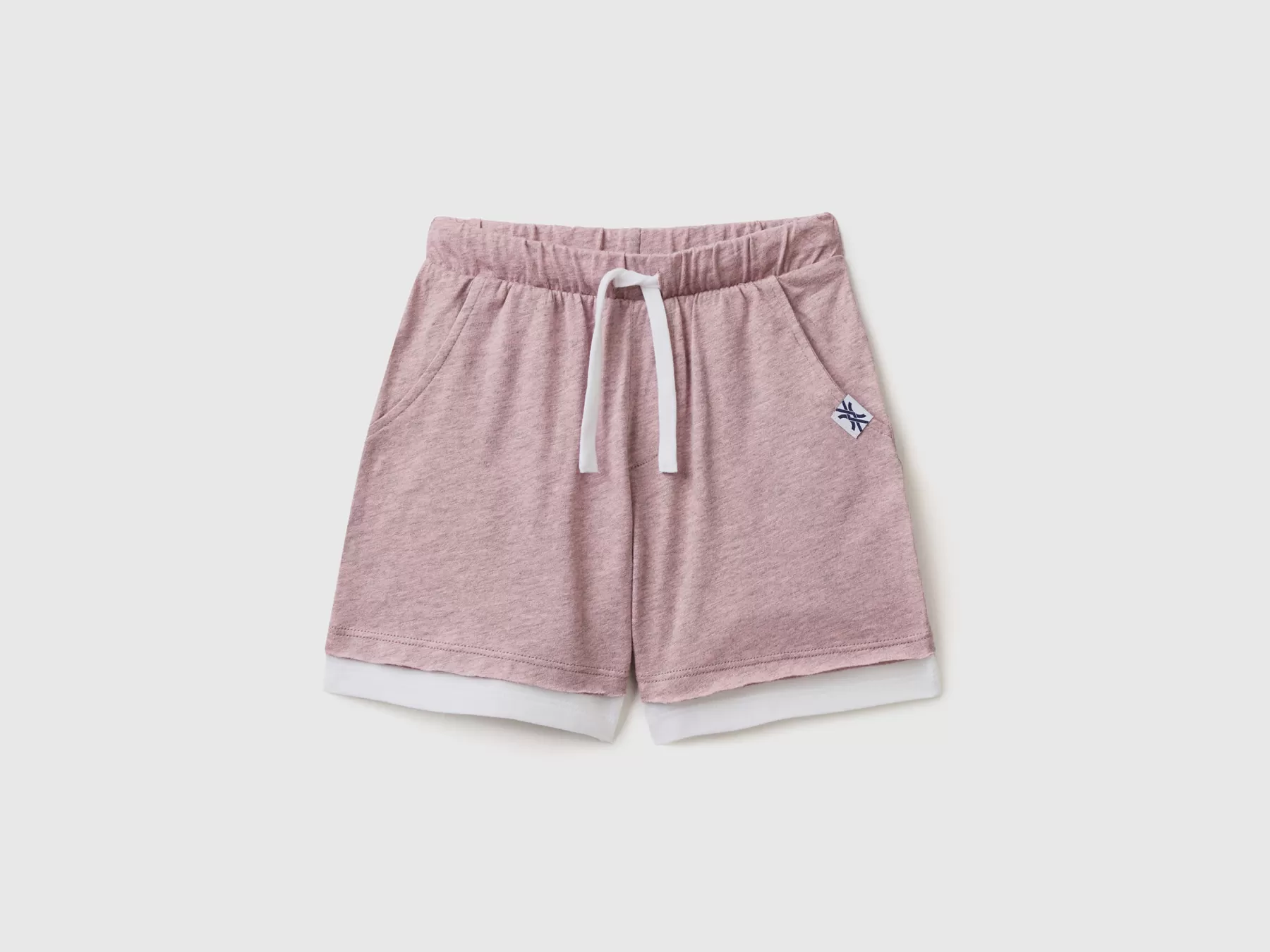 Benetton Pantaloni Corti In Cotone Melange Rosa Hot