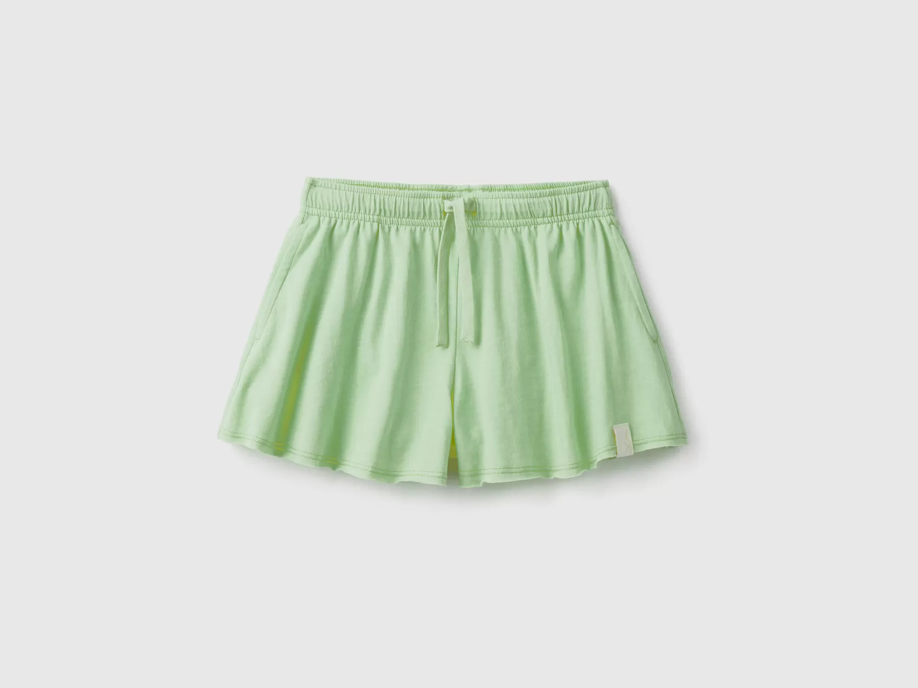 Benetton Pantaloni Corti In Tessuto Riciclato Verde Acqua Clearance