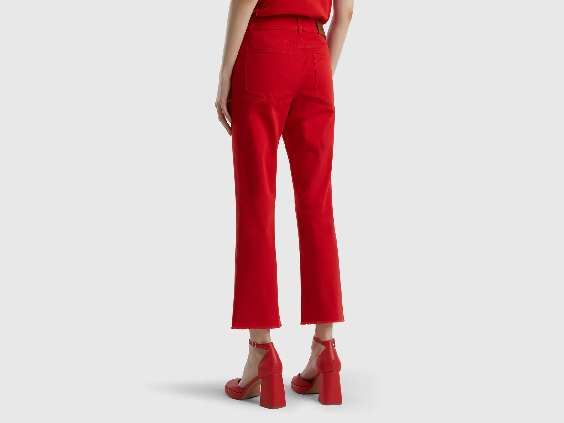 Benetton Pantaloni Cropped Cinque Tasche Rosso Flash Sale