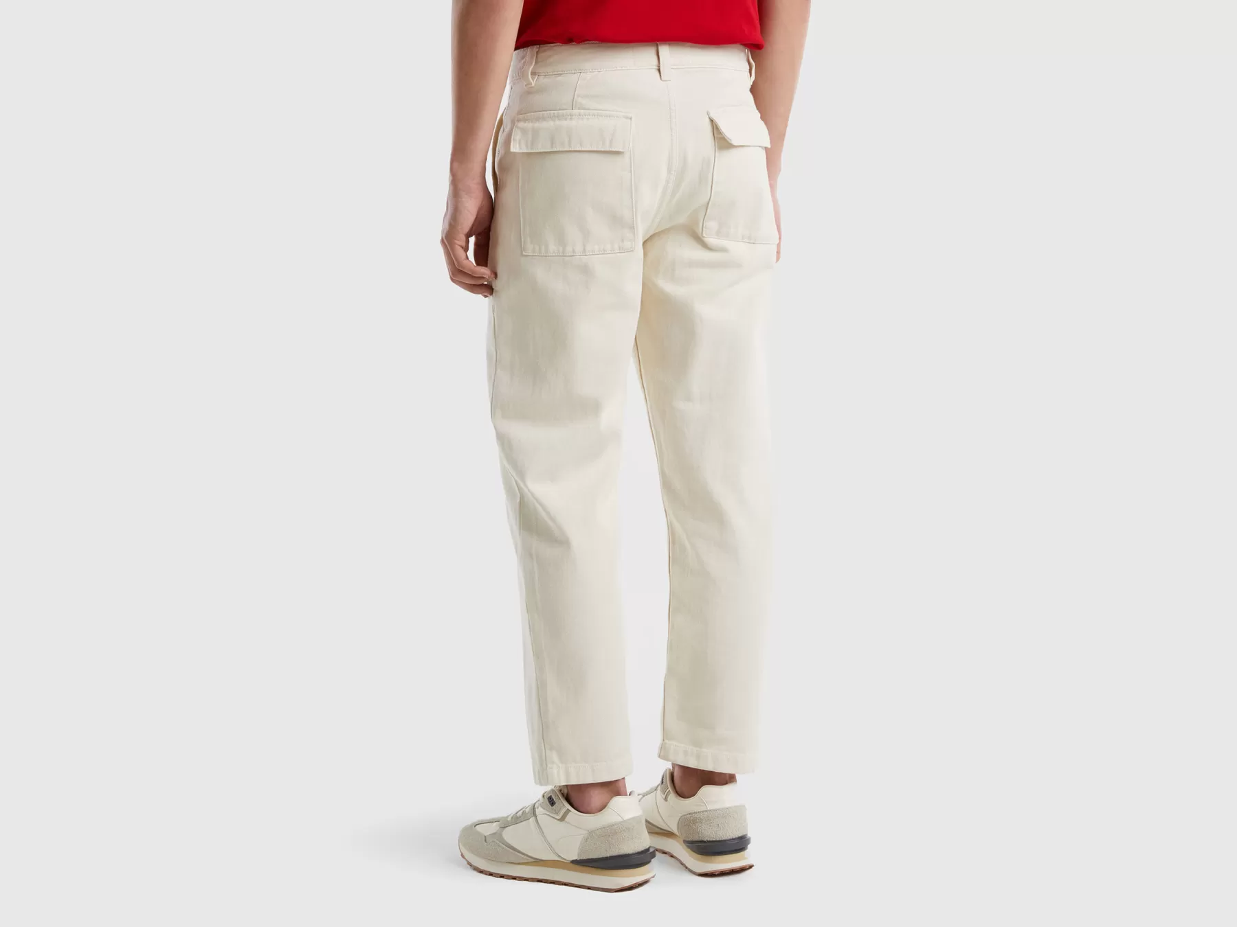 Benetton Pantaloni Cropped Con Gamba Dritta Bianco Hot