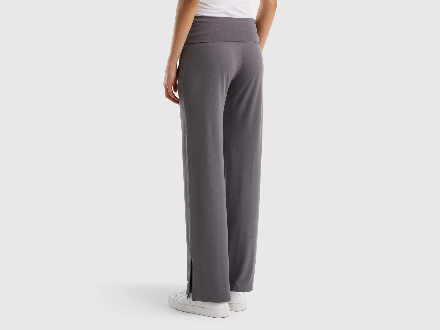 Benetton Pantaloni Fluidi A Vita Alta Grigio Scuro Best Sale