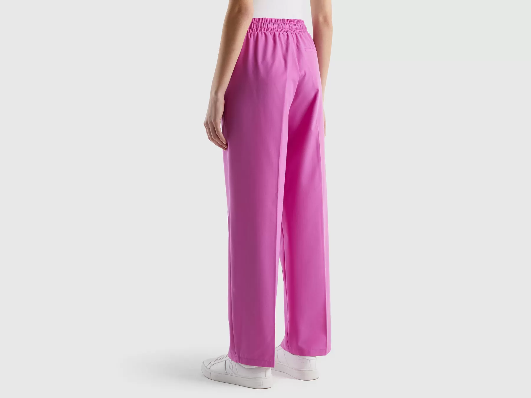 Benetton Pantaloni Fluidi Con Coulisse Rosa Fashion