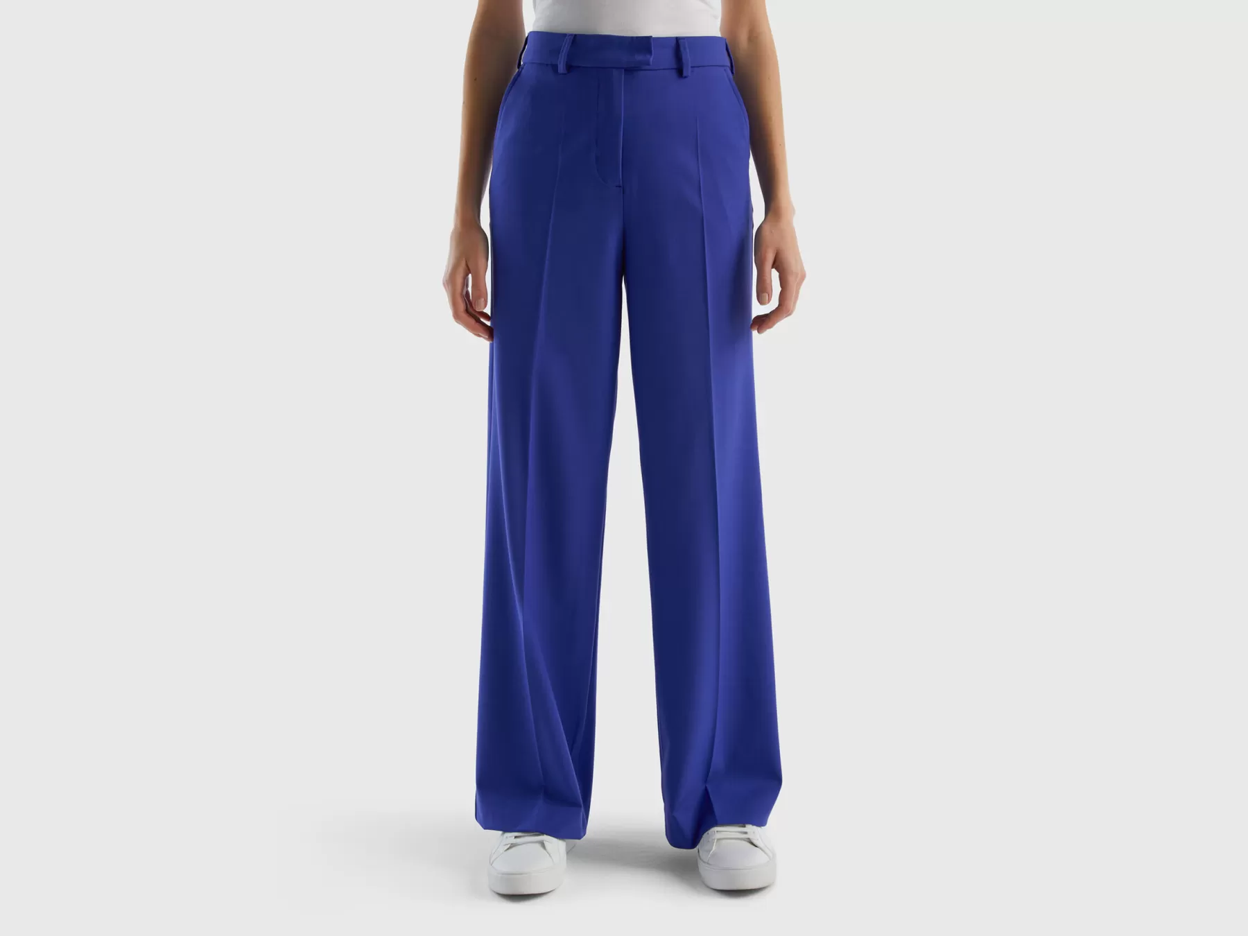 Benetton Pantaloni Fluidi Con Gamba Ampia Bluette Best