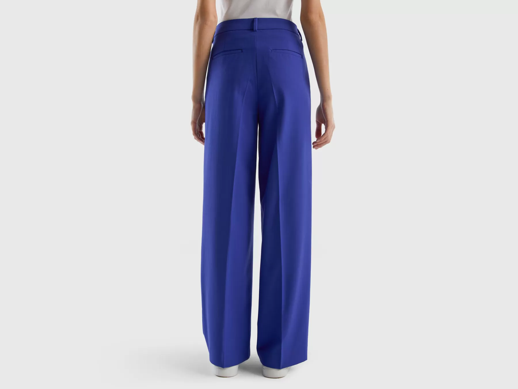 Benetton Pantaloni Fluidi Con Gamba Ampia Bluette Best