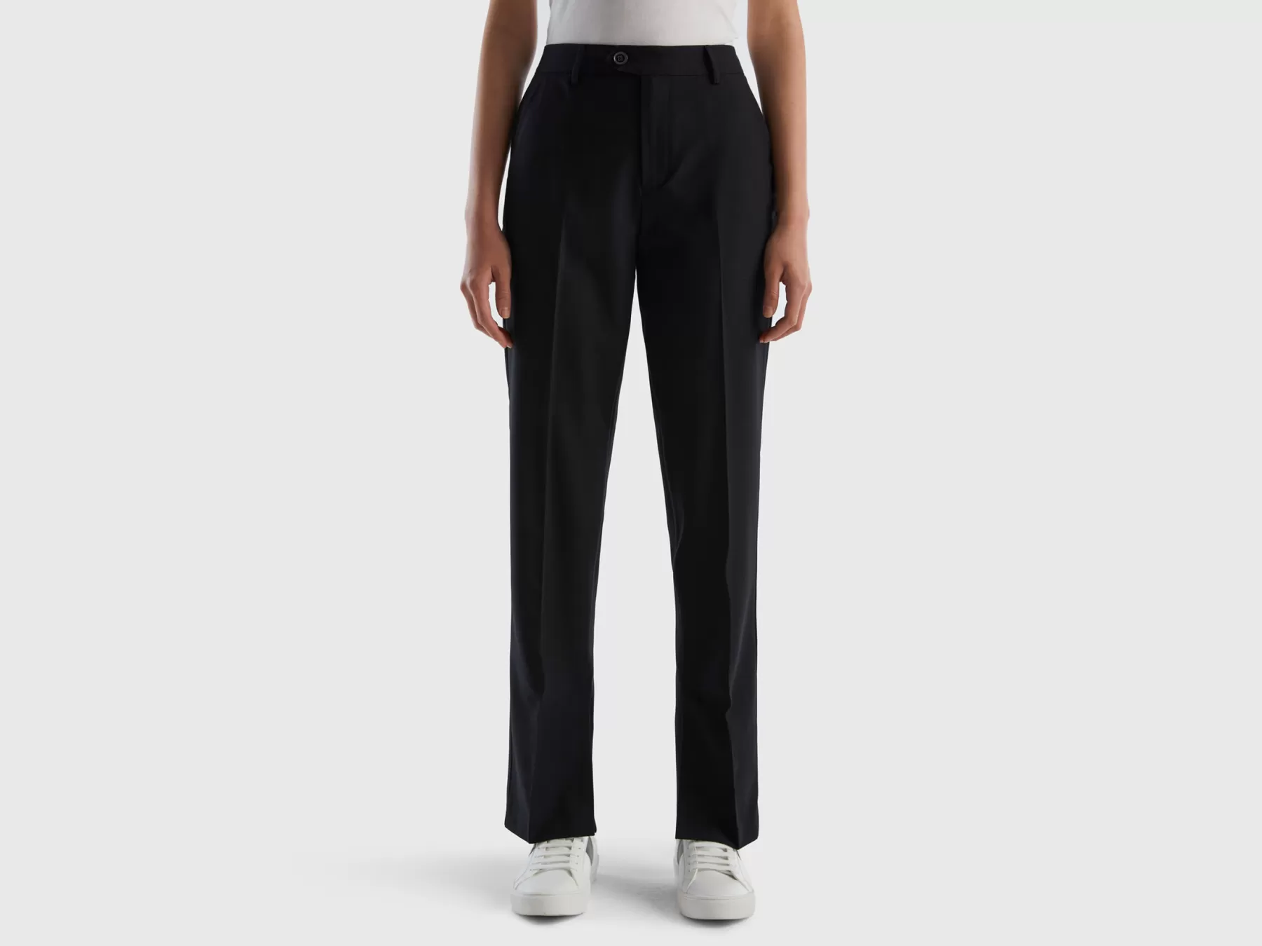 Benetton Pantaloni Fluidi Con Spacchi Nero Best Sale