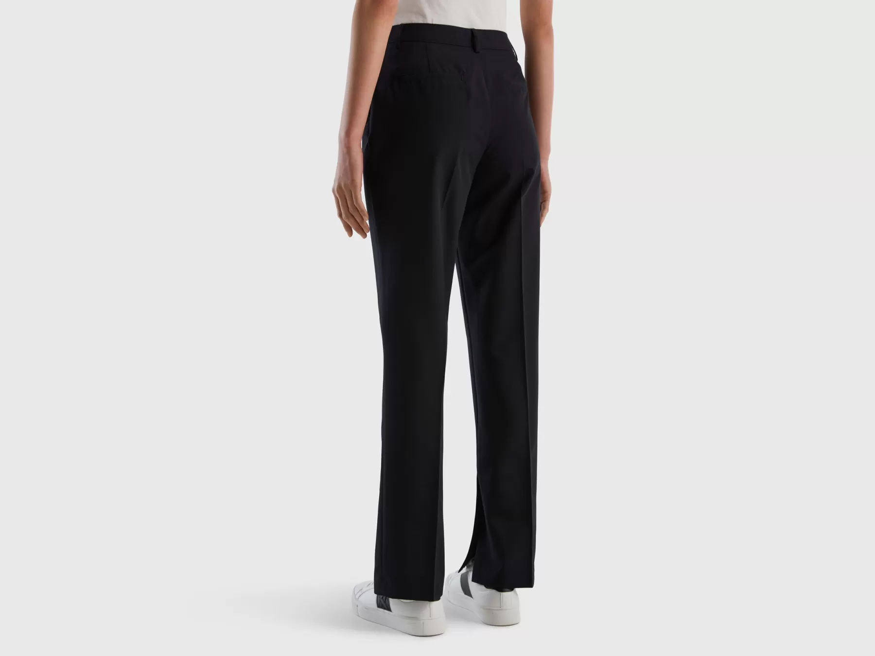 Benetton Pantaloni Fluidi Con Spacchi Nero Best Sale