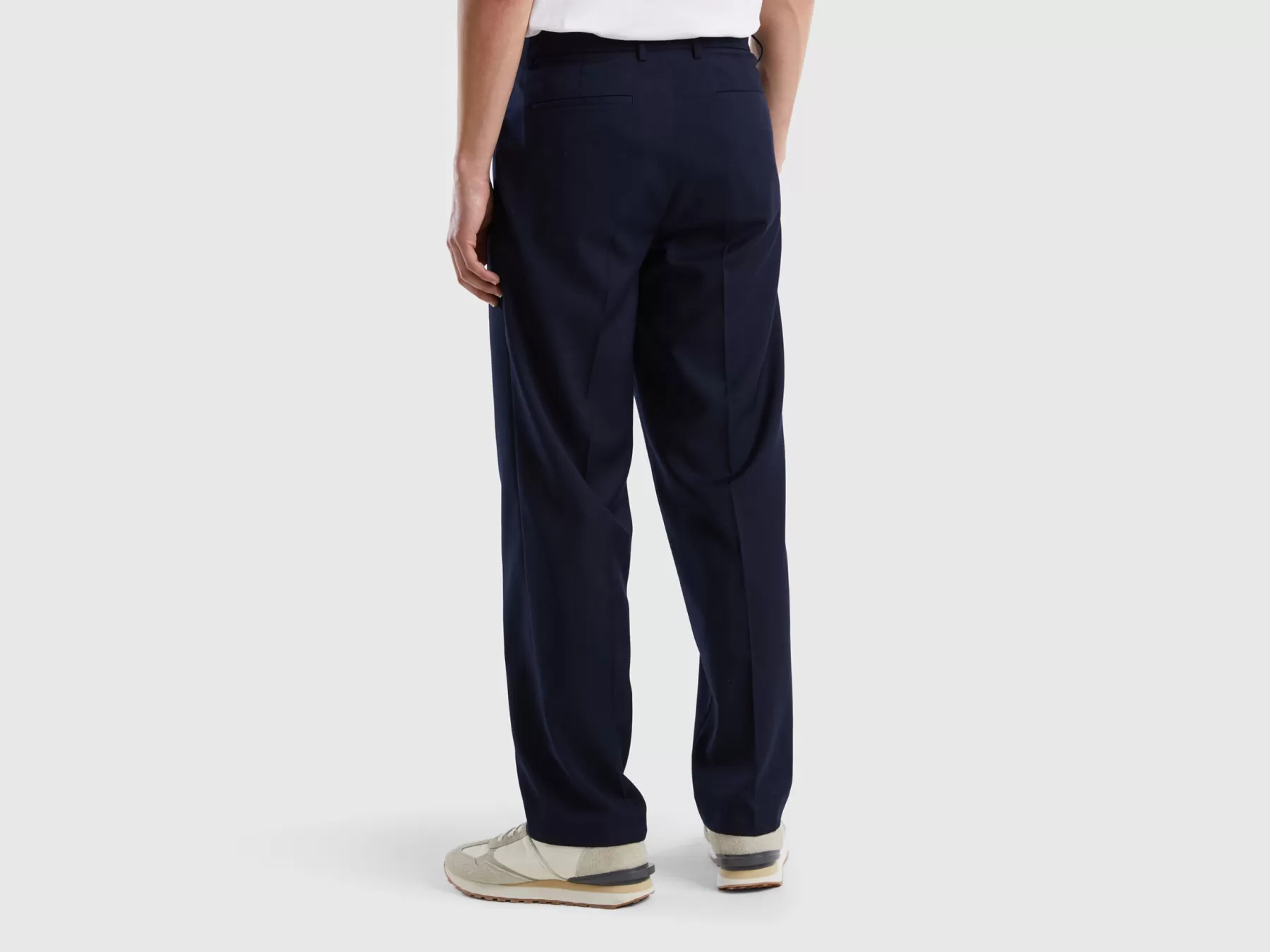 Benetton Pantaloni Fluidi Loose Fit Blu Scuro Cheap