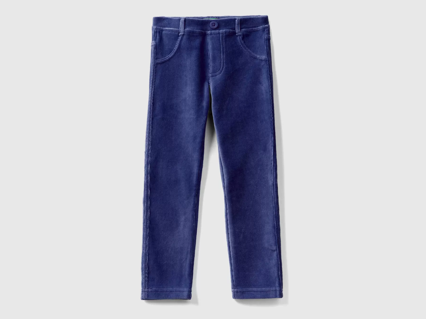 Benetton Pantaloni In Ciniglia A Costine Blu Scuro Shop