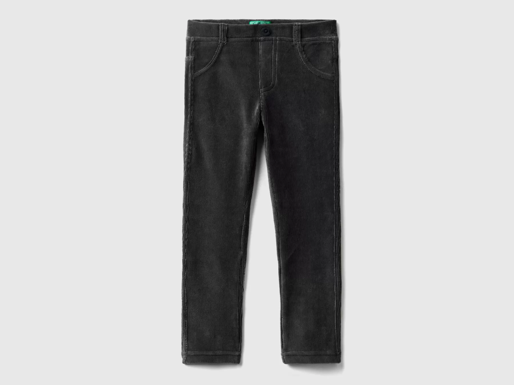 Benetton Pantaloni In Ciniglia A Costine Nero Best