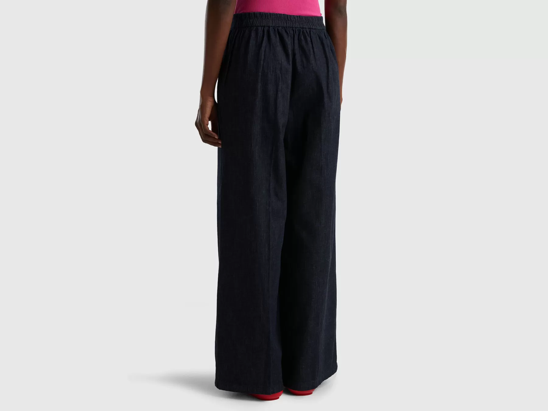 Benetton Pantaloni In Cotone E Canapa Nero Shop