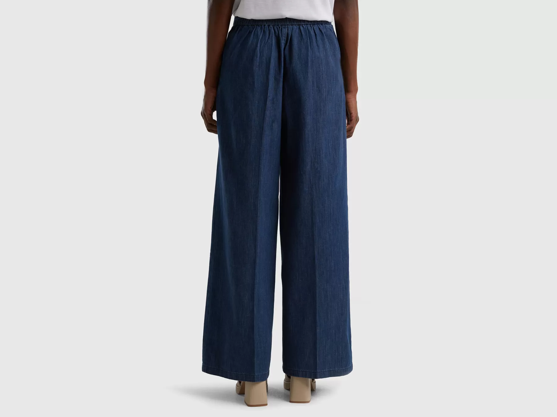 Benetton Pantaloni In Cotone E Canapa Blu Online