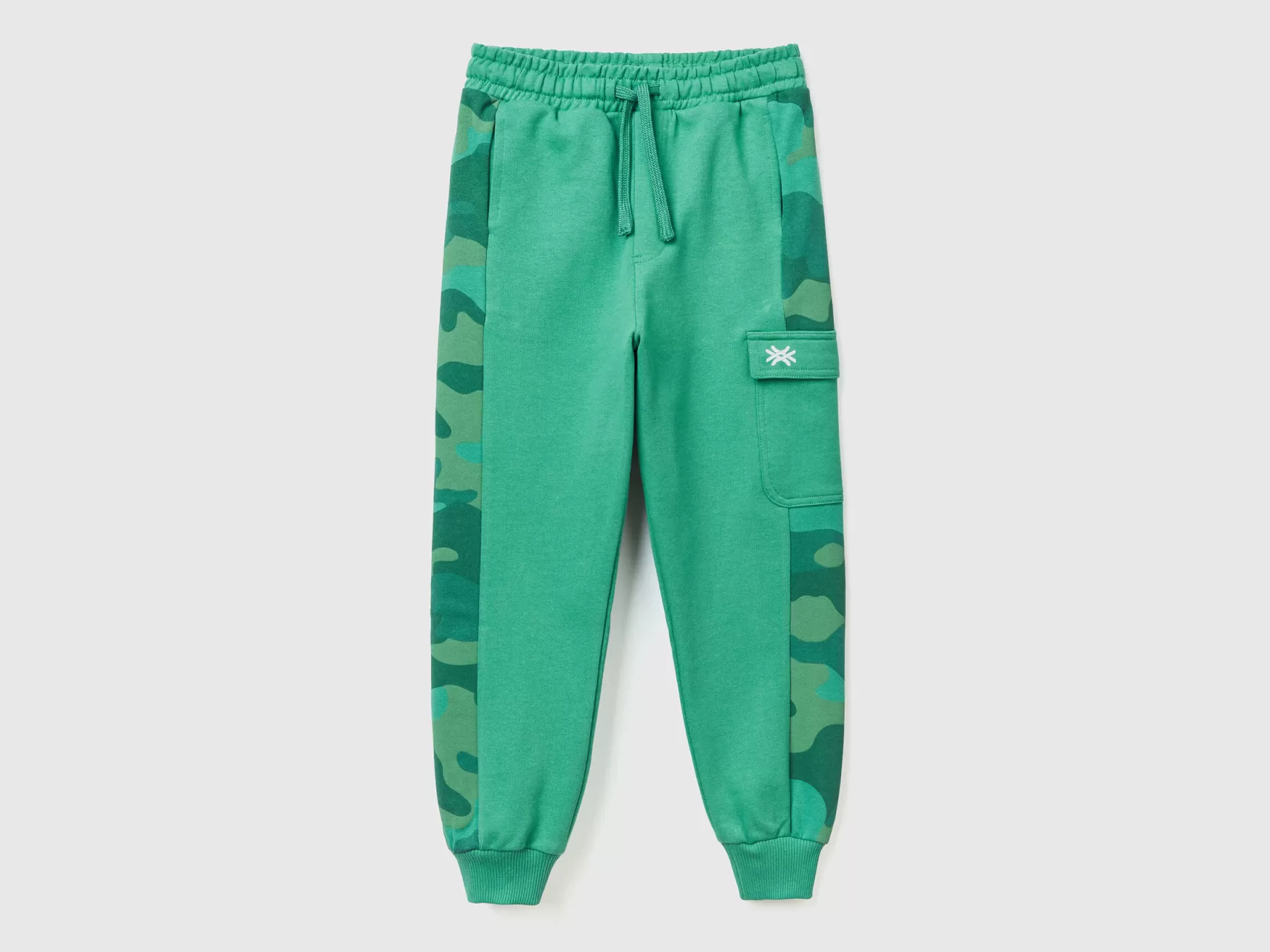 Benetton Pantaloni In Felpa Con Bande Camouflage Verde Scuro Best