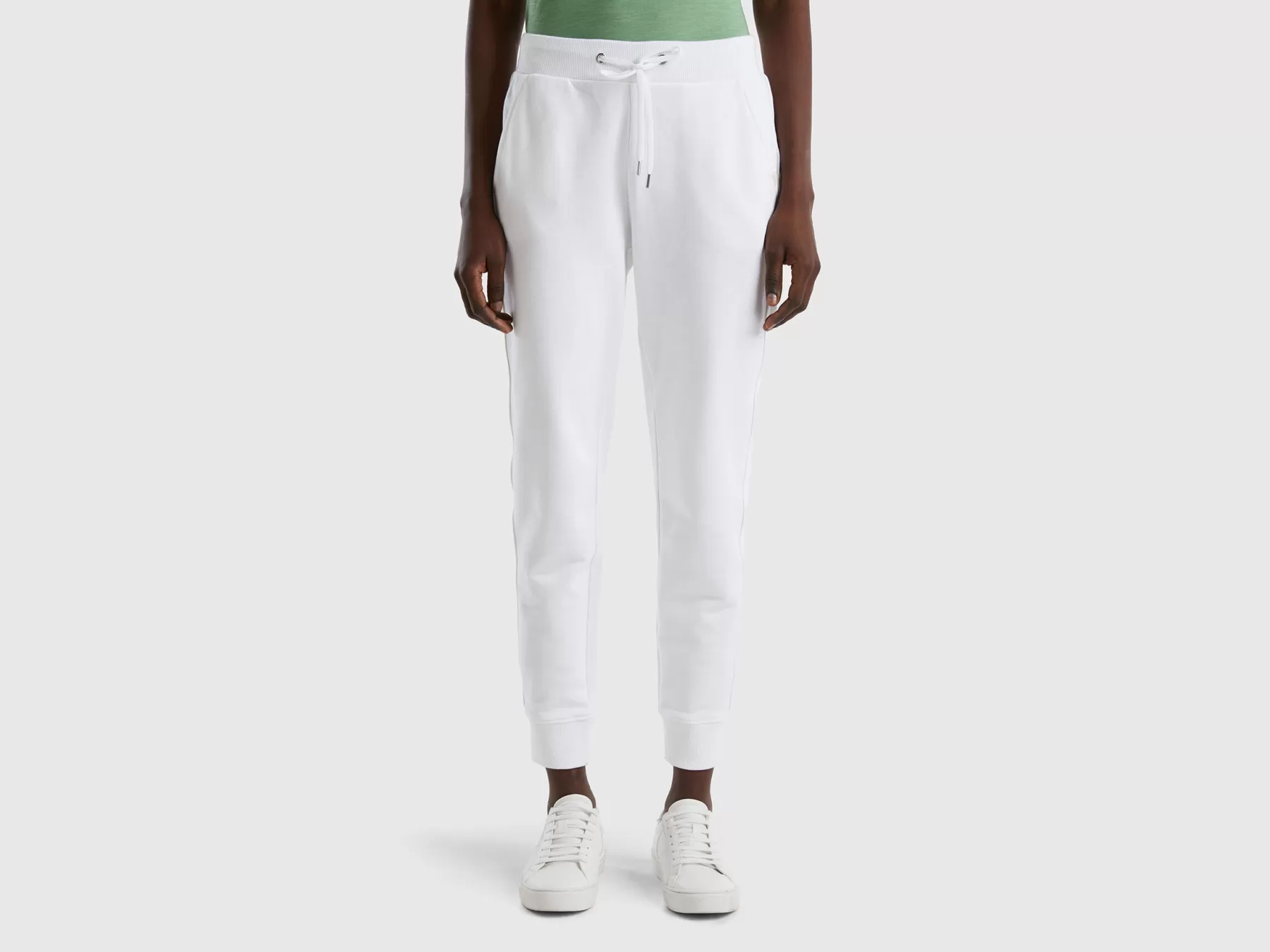 Benetton Pantaloni In Felpa Con Coulisse Bianco Cheap