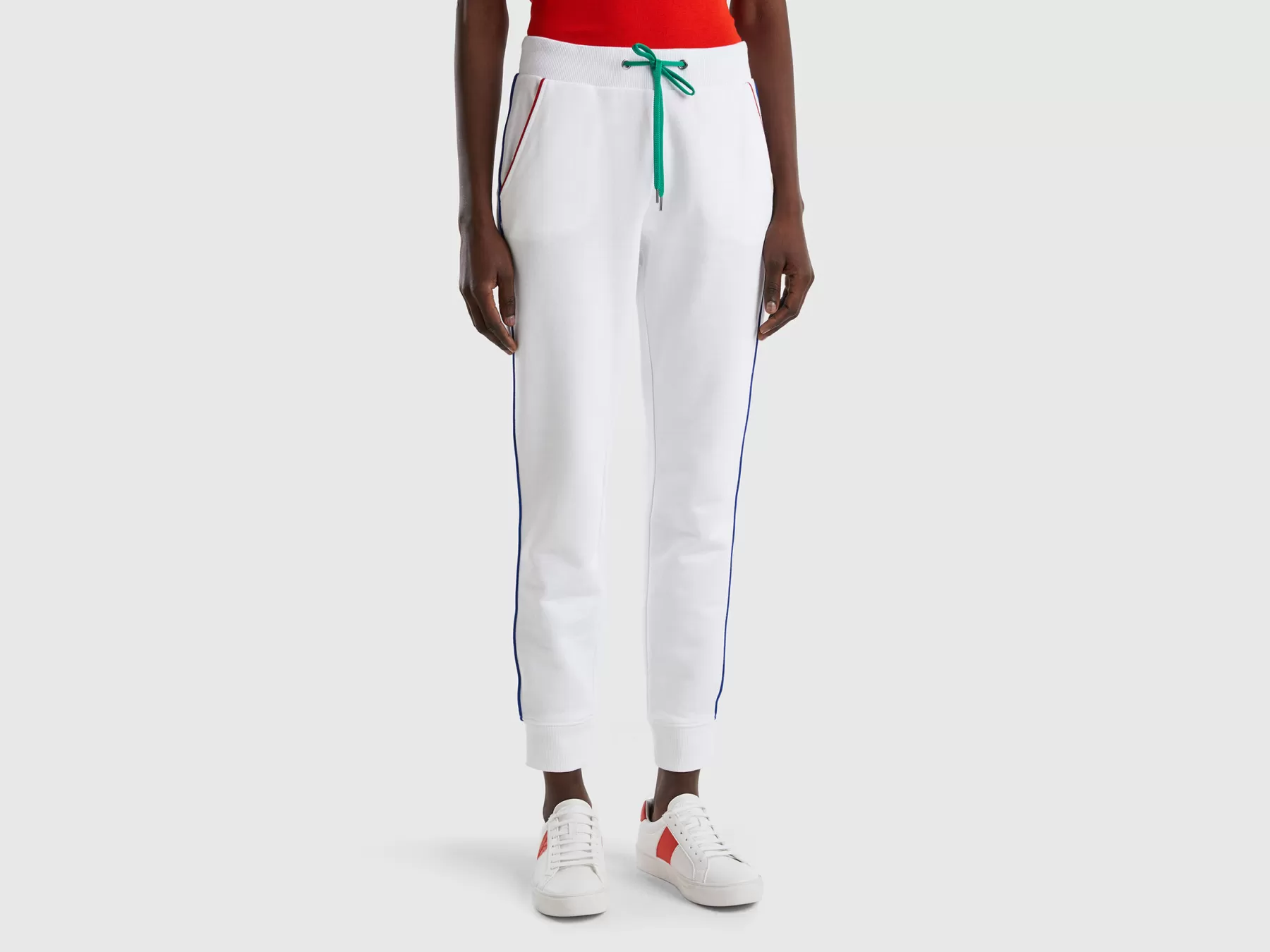 Benetton Pantaloni In Felpa Con Coulisse Bianco Store